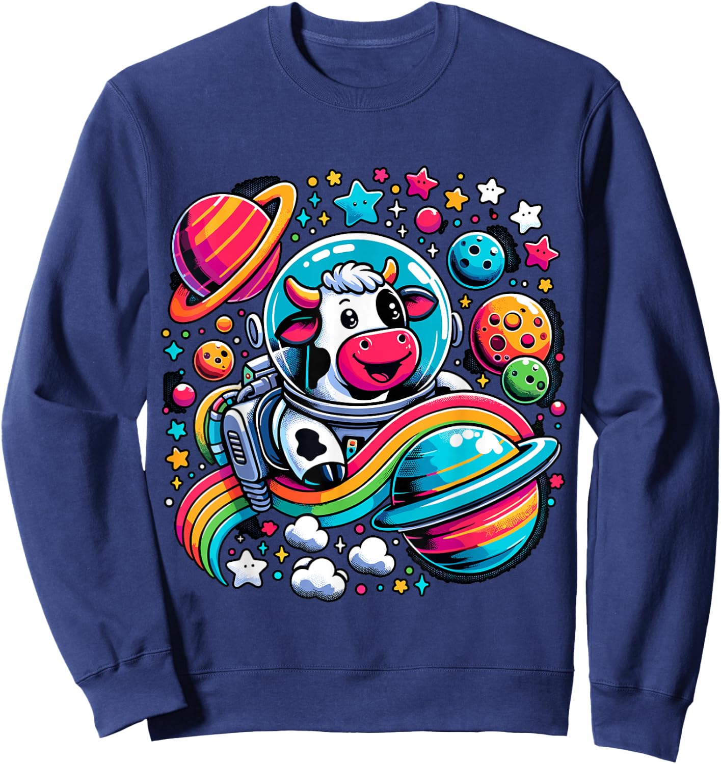 Astronaut Cow Space Galaxy Sweatshirt - Sweatshirt | Navy