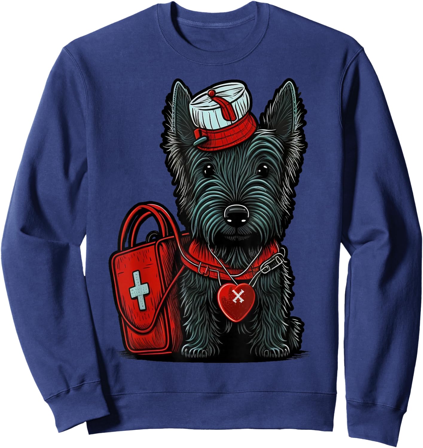 Medical Nursing Scottie on Nurse Scottish Terrier Sweatshirt - Sweatshirt | Navy