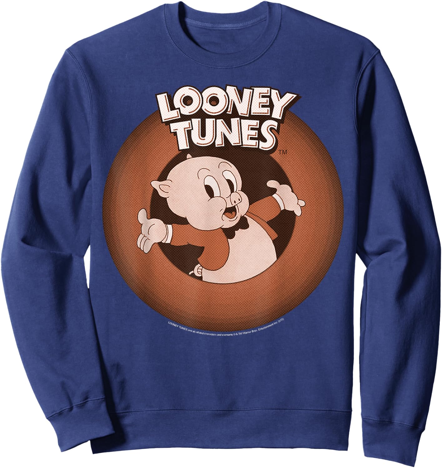 Looney Tunes Porky Pig Classic Logo Portrait Sweatshirt - Sweatshirt | Navy