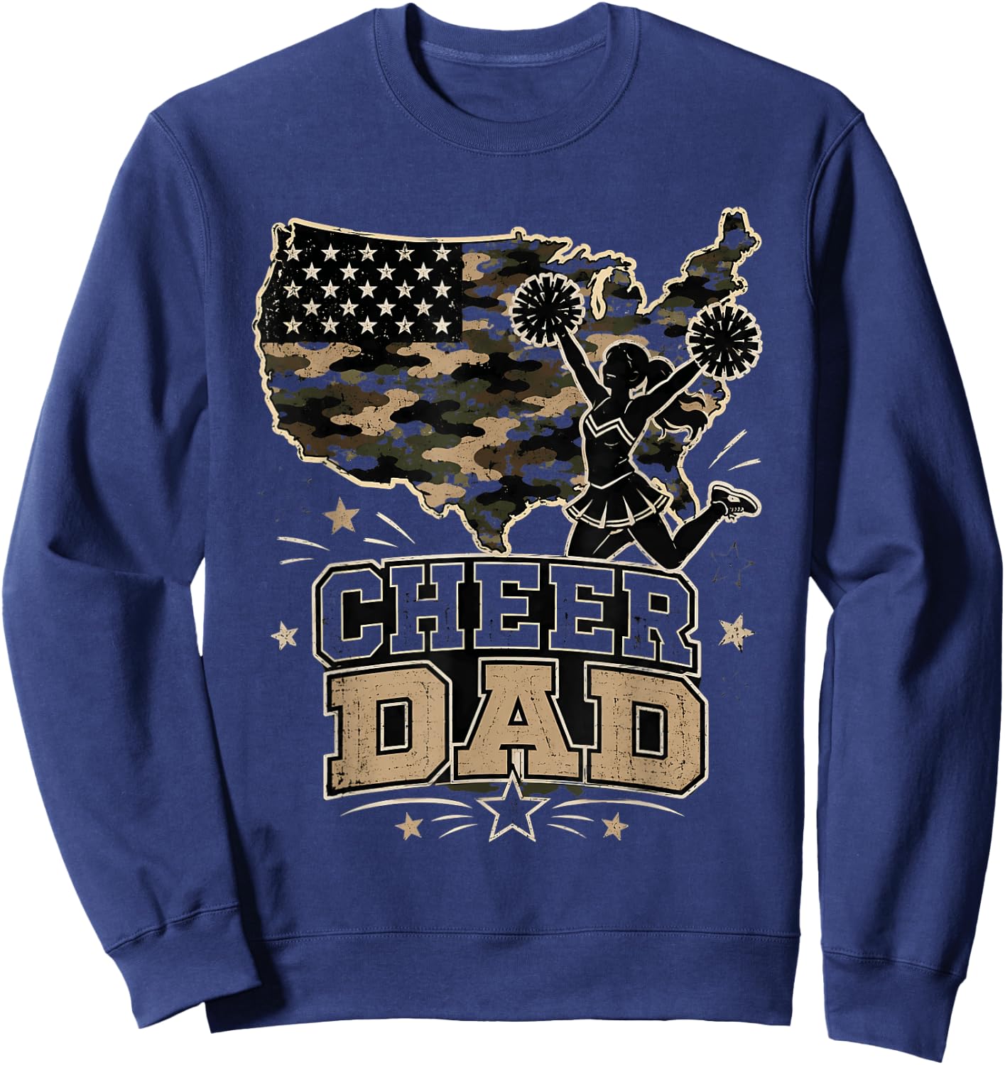 Cheer Dad Flag Pom Sports Sweatshirt - Sweatshirt | Navy