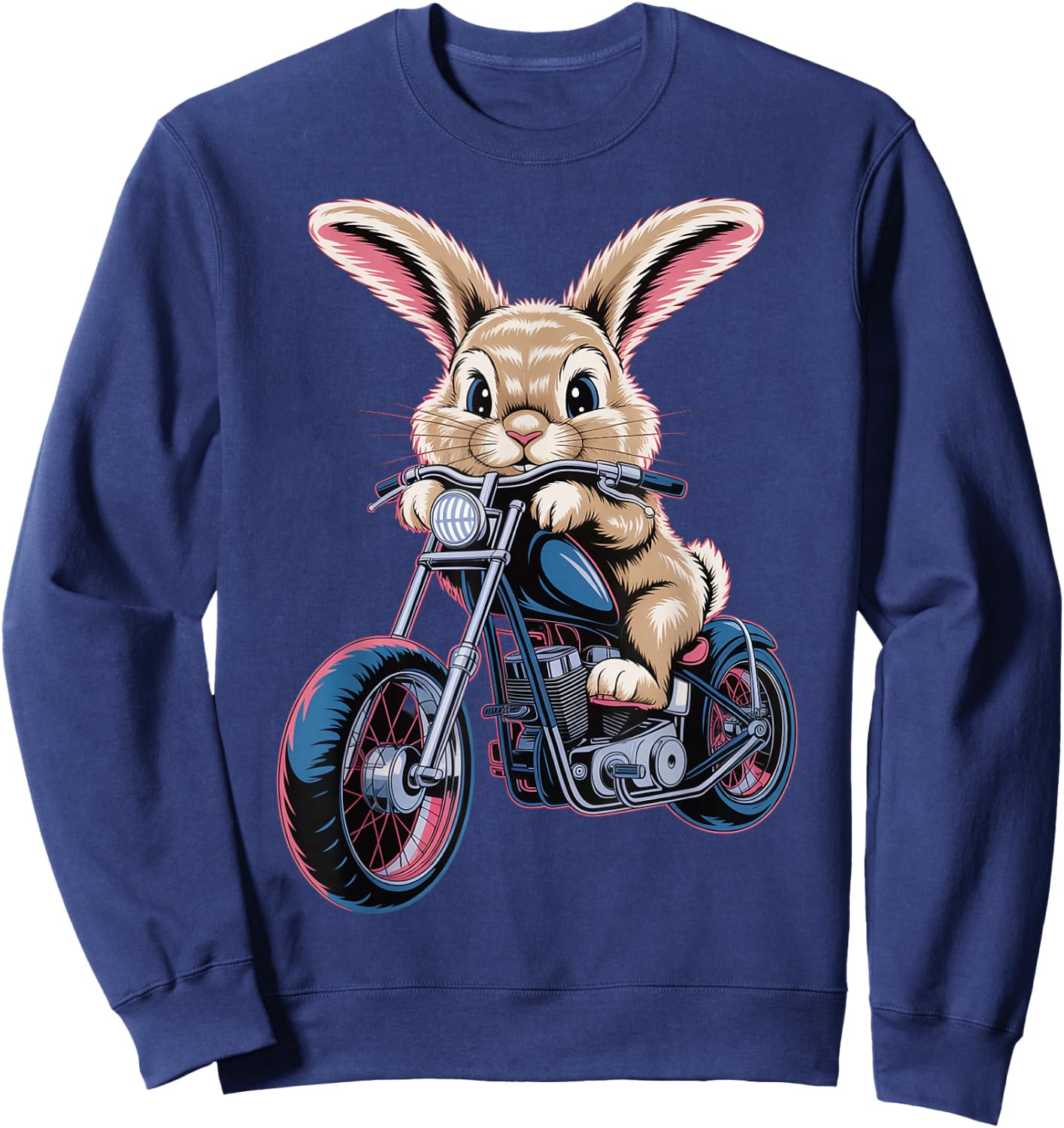 Cute Bunny On Motorcycle Sweatshirt - Sweatshirt | Navy