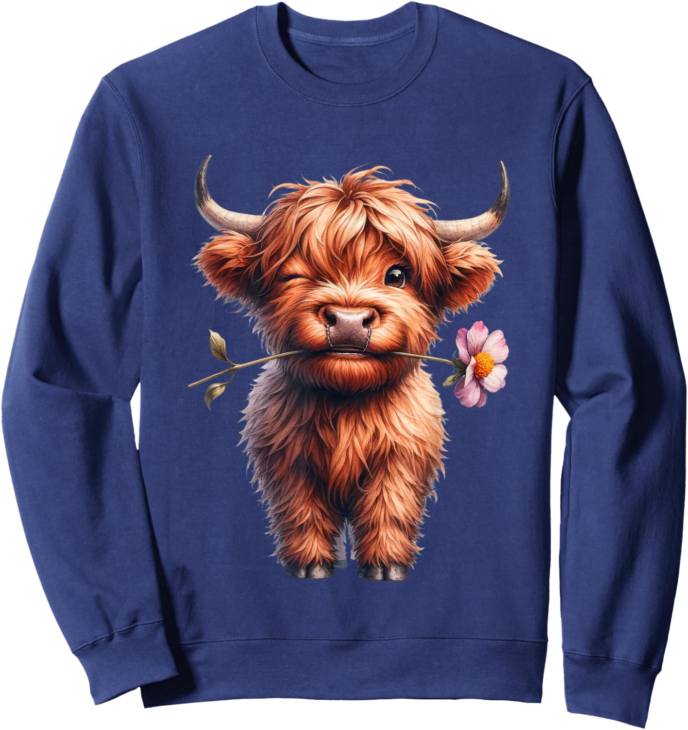 Cow, Scottish Highland Cow, Western Wear, Highland Cow Sweatshirt - Sweatshirt | Navy