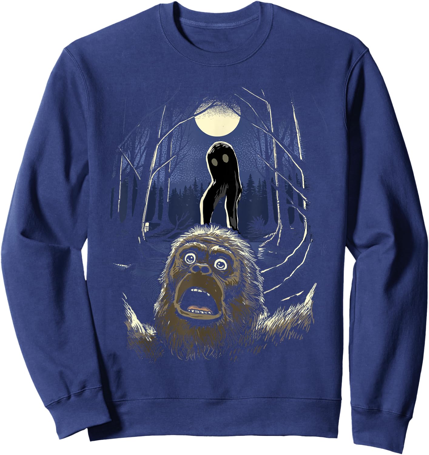 Scared Bigfoot Selfie Bigfoot With Fresno Monster Cryptid Sweatshirt - Sweatshirt | Navy