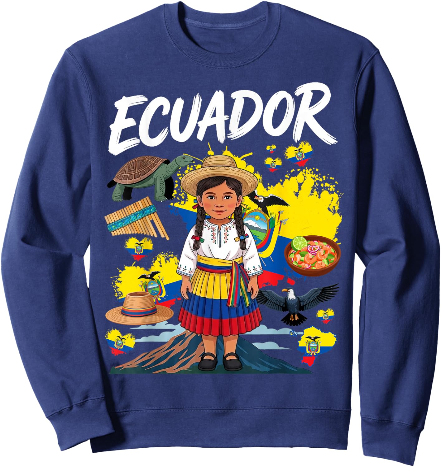 Ecuatoriana Ecuadorian Flag Idea for Girls Ecuador Cultural Sweatshirt - Sweatshirt | Navy