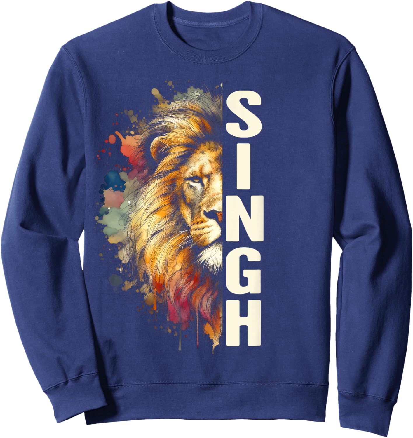 Lion Punjabi Pride Religious Sikh Faith Indian Singh Is King Sweatshirt - Sweatshirt | Navy
