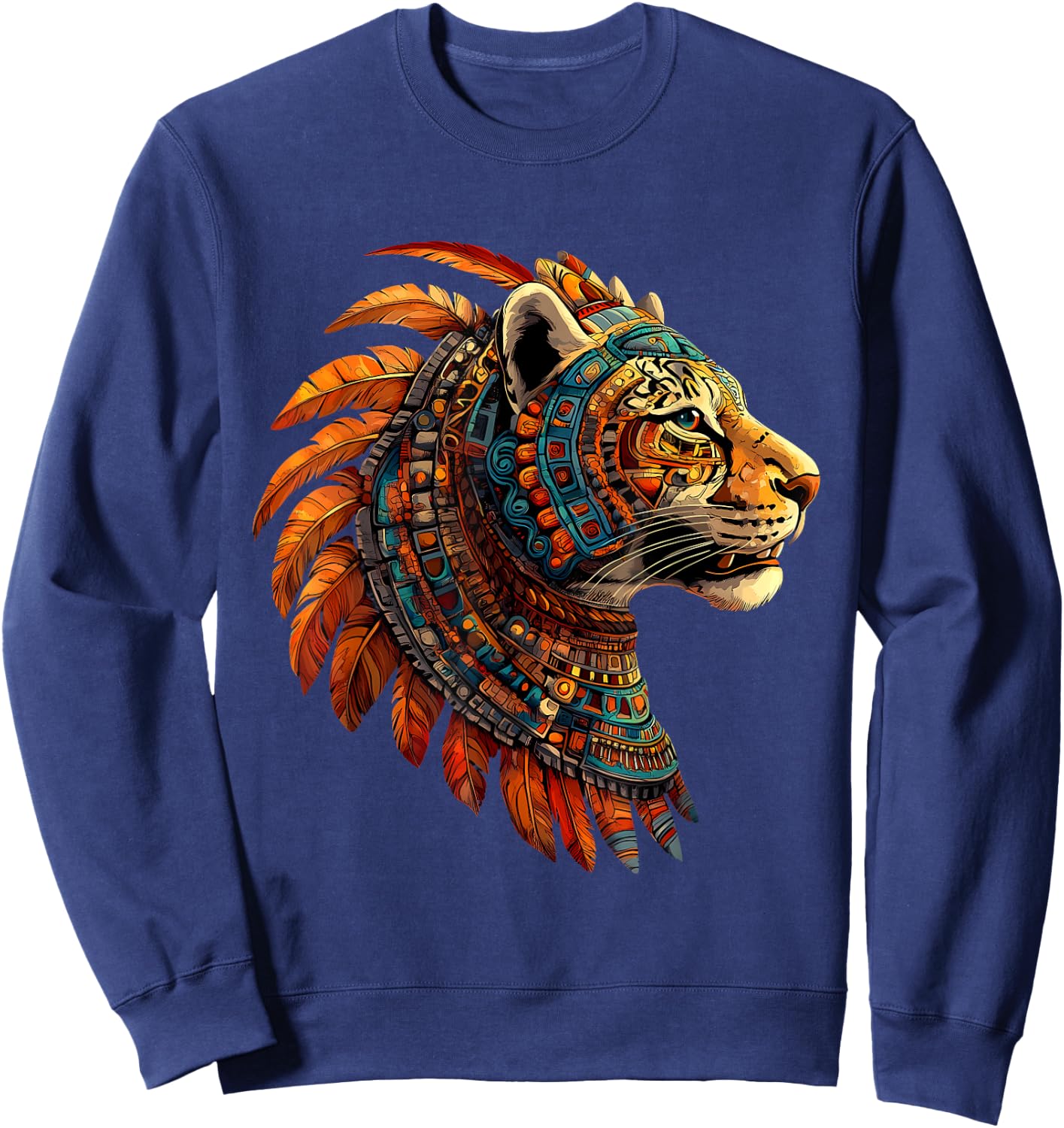 Aztec Jaguar Native Mexican Pride Mayan Mexican Mythology Sweatshirt - Sweatshirt | Navy