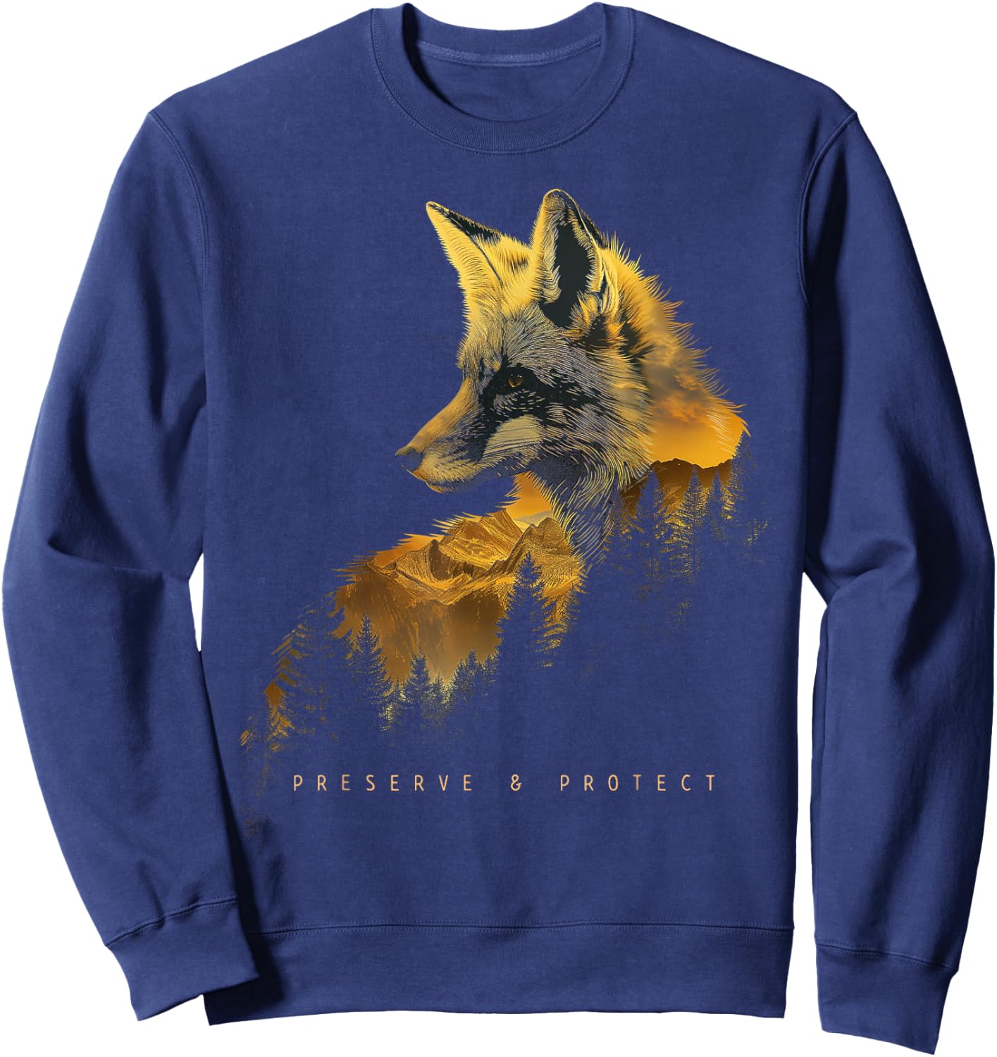 Fox Forest Protect Preserve Hiking Camping Nature Lovers , black Sweatshirt - Sweatshirt | Navy