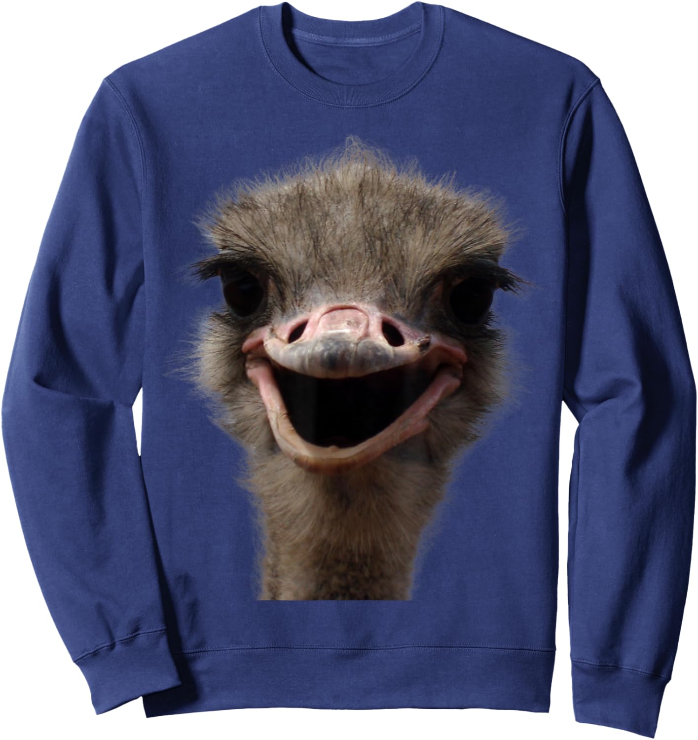 Funny Ostrich Head, Safari Bird Lover Funny Ostrich Sweatshirt - Sweatshirt | Navy