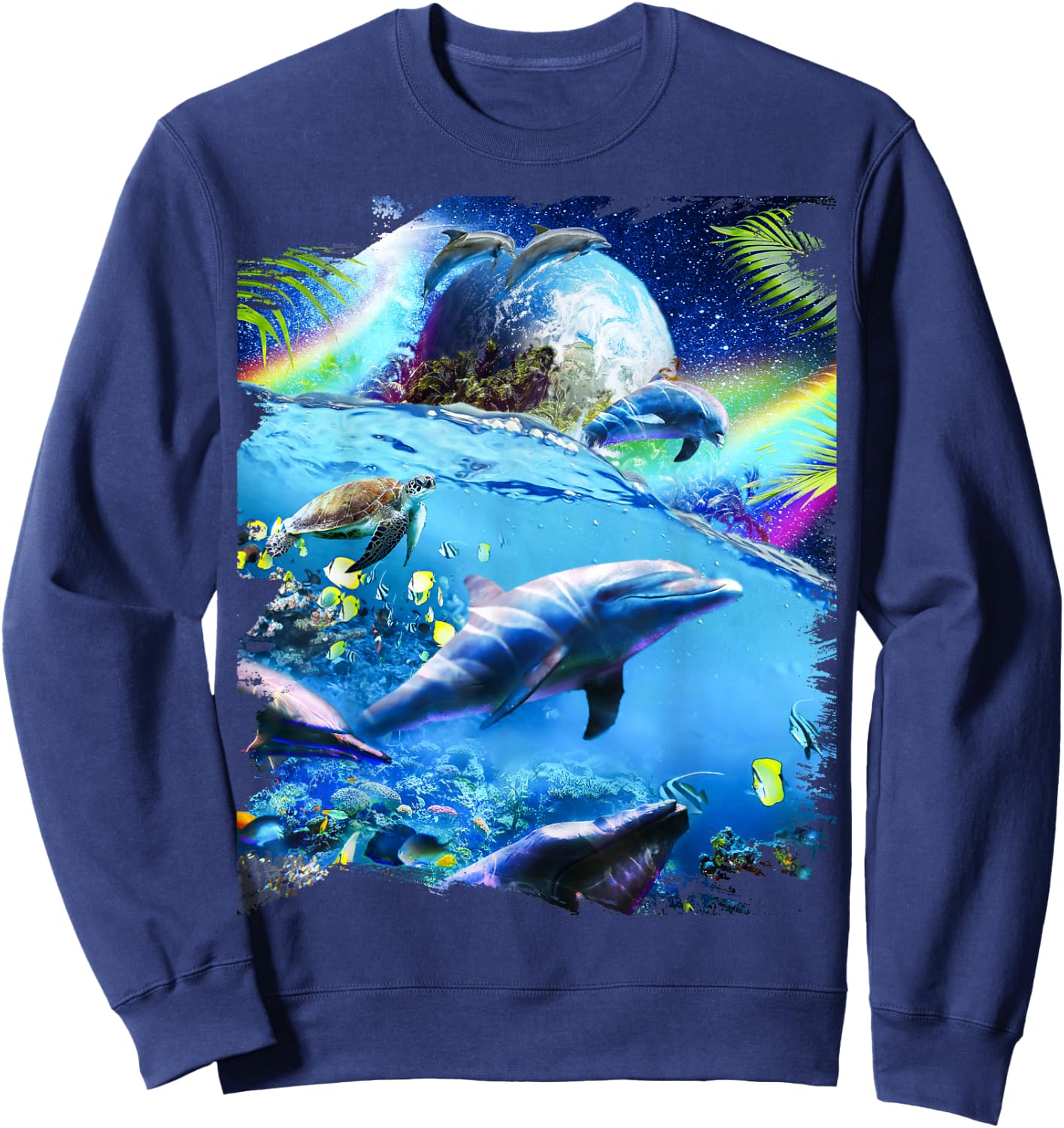 Galaxy Dolphin - Dolphins in Space Sweatshirt - Sweatshirt | Navy