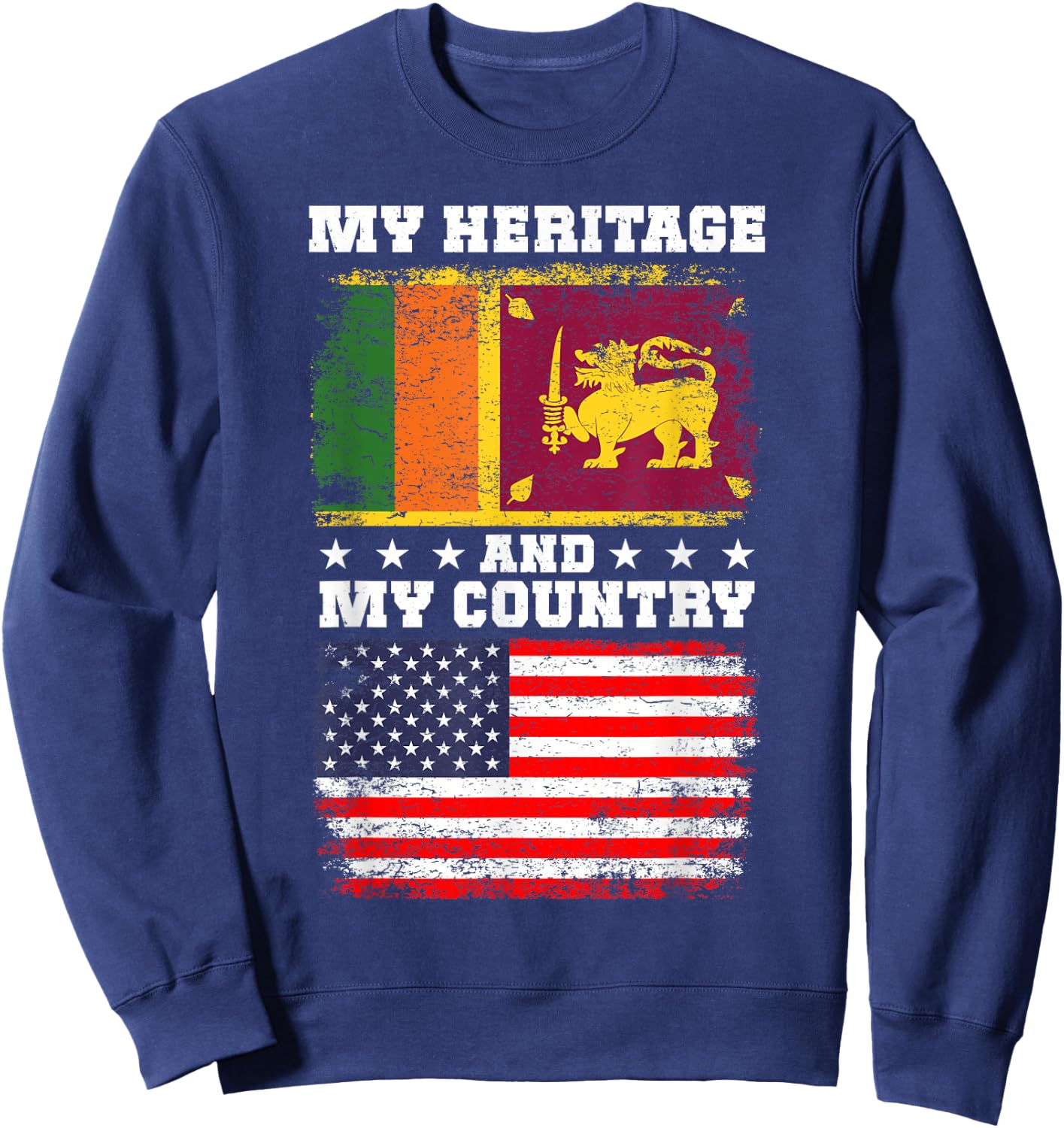 Sri Lankan Heritage Uniform American Outfit Sri Lanka Flag Sweatshirt - Sweatshirt | Navy