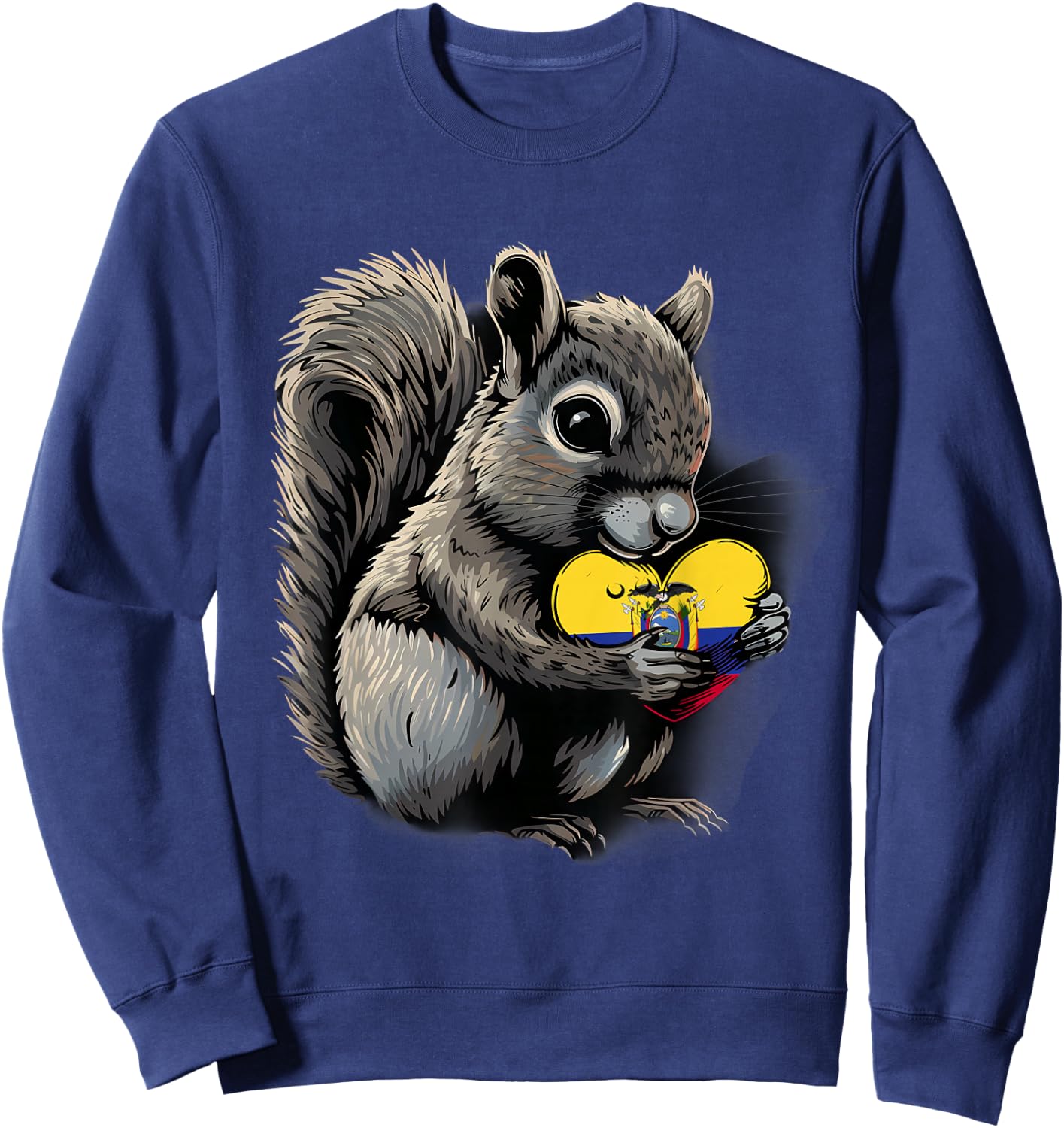 Ecuador Squirrel Heart Ecuadorian Roots Ecuadorian Flag Sweatshirt - Sweatshirt | Navy