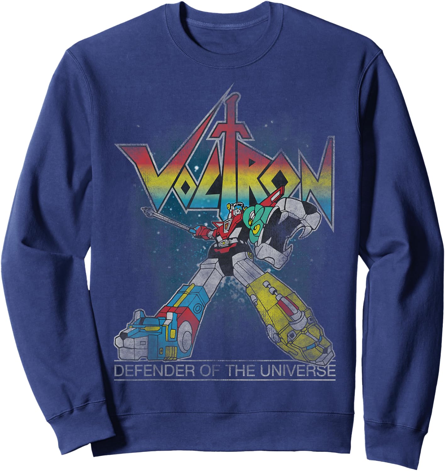 Voltron Retro Defender Rainbow Graphic Sweatshirt - Sweatshirt | Navy