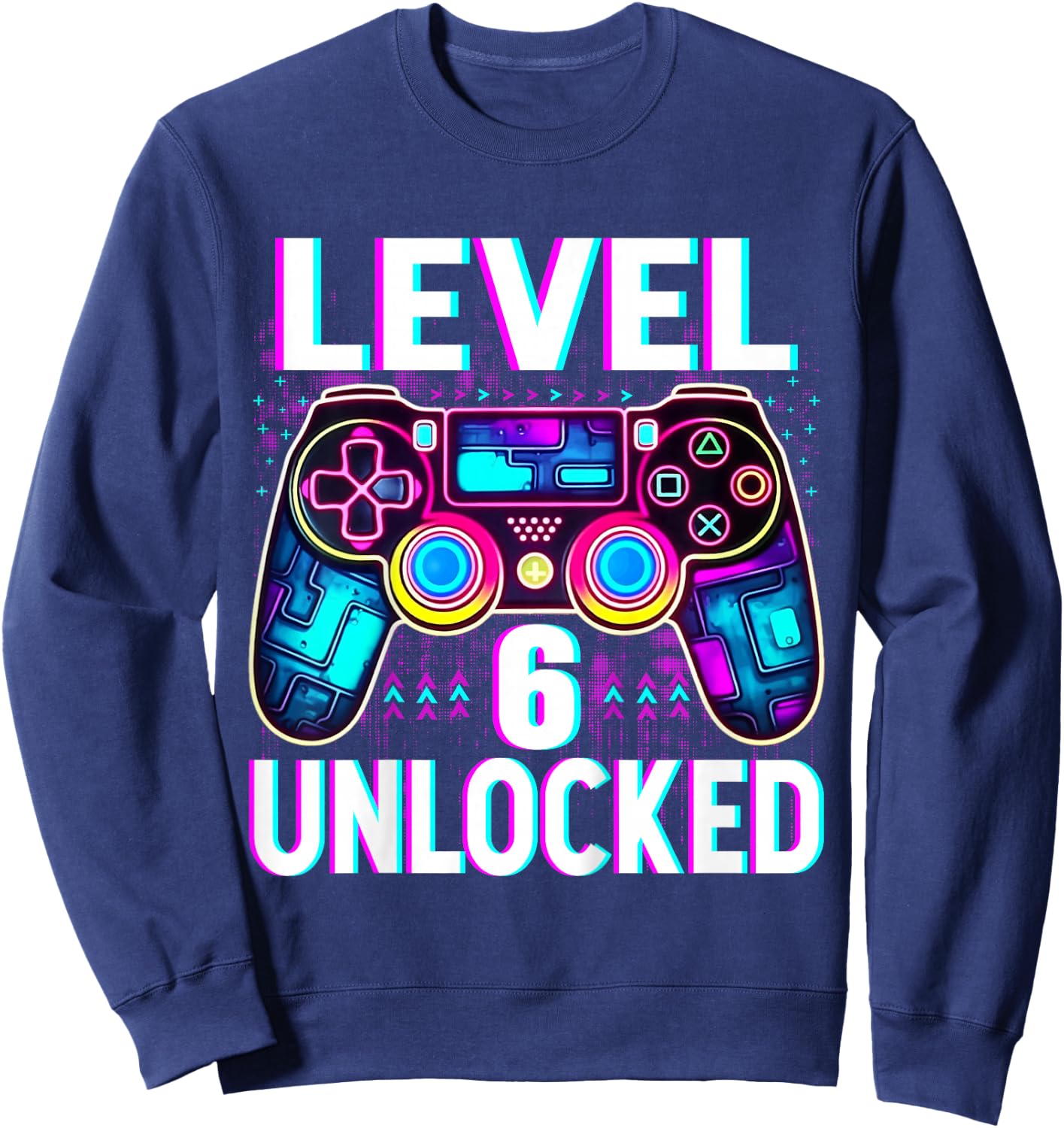 Kids Level 6 Unlocked Shirt Funny Video Gamer Geek 6th Birthday Sweatshirt - Sweatshirt | Navy
