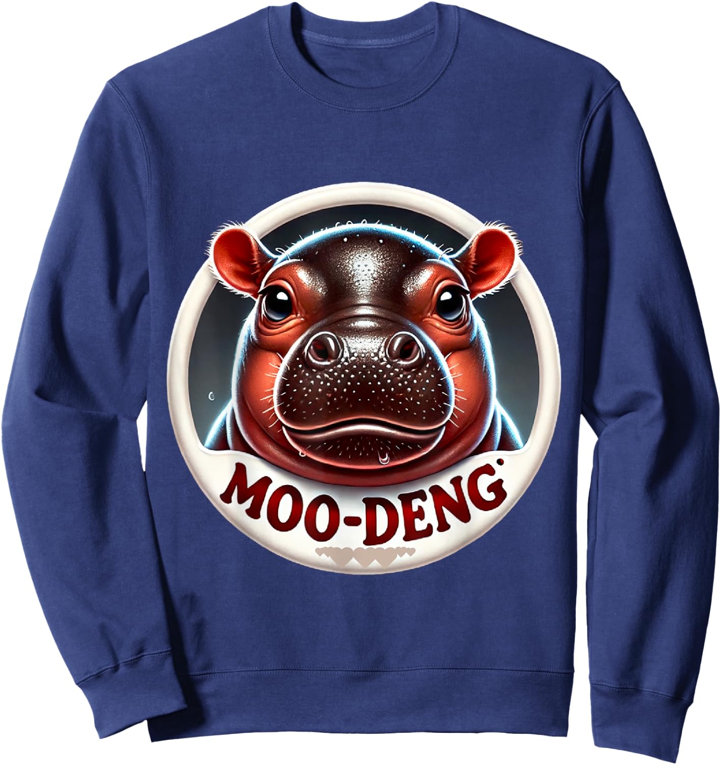 Moo Deng Hippo Funny Halloween Costume Sweatshirt - Sweatshirt | Navy