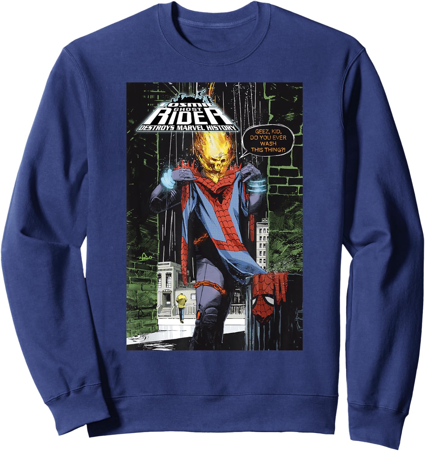 Marvel Cosmic Ghost Rider Comic Cover, Black, S Sweatshirt - Sweatshirt | Navy