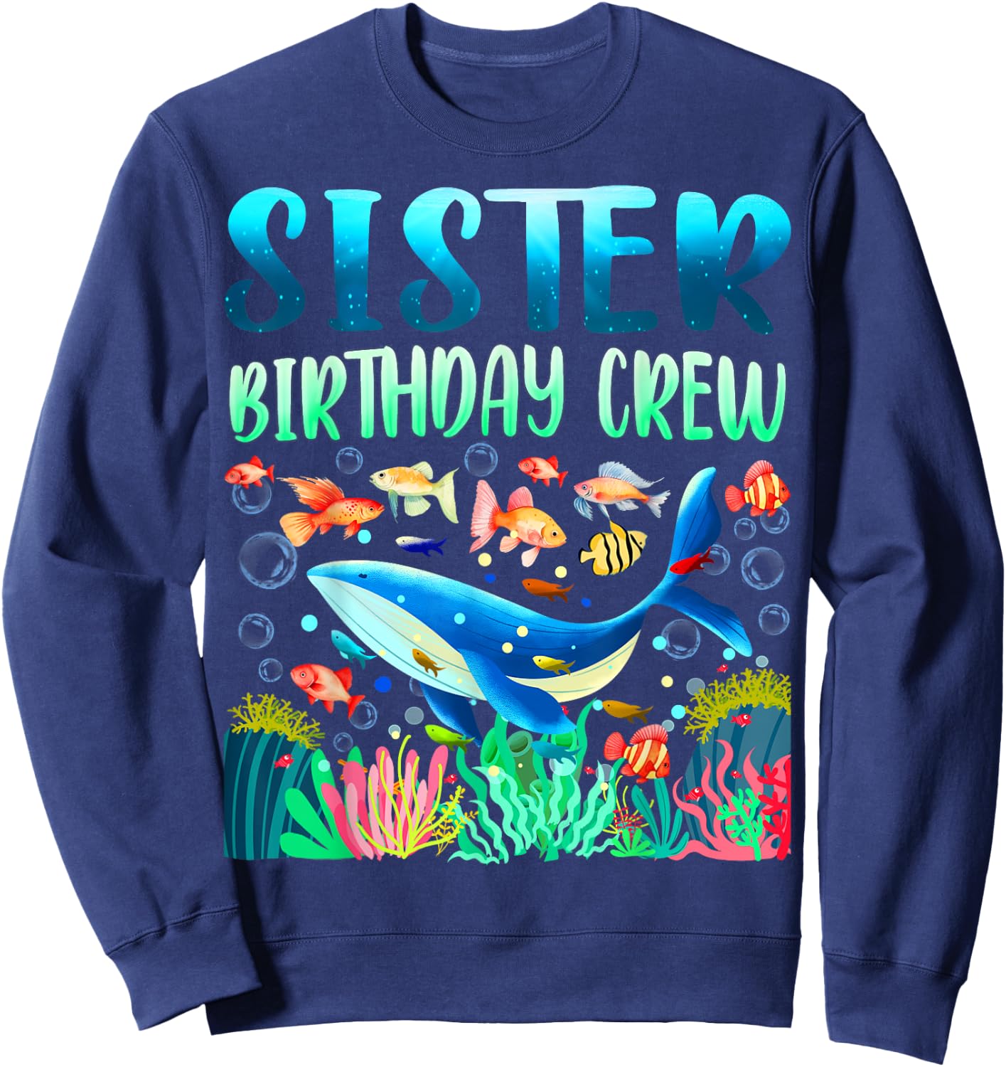 Sister Of The Birthday Boy Sea Fish Ocean Animals Aquarium Sweatshirt - Sweatshirt | Navy