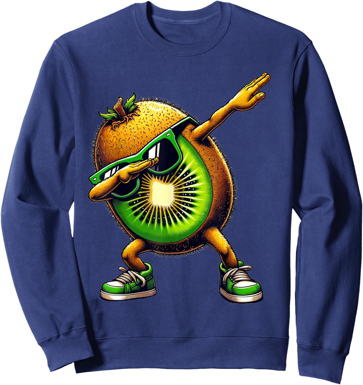 Dabbing Green Kiwi Funny Green Kiwi with Kiwi Motif , black Sweatshirt - Sweatshirt | Navy