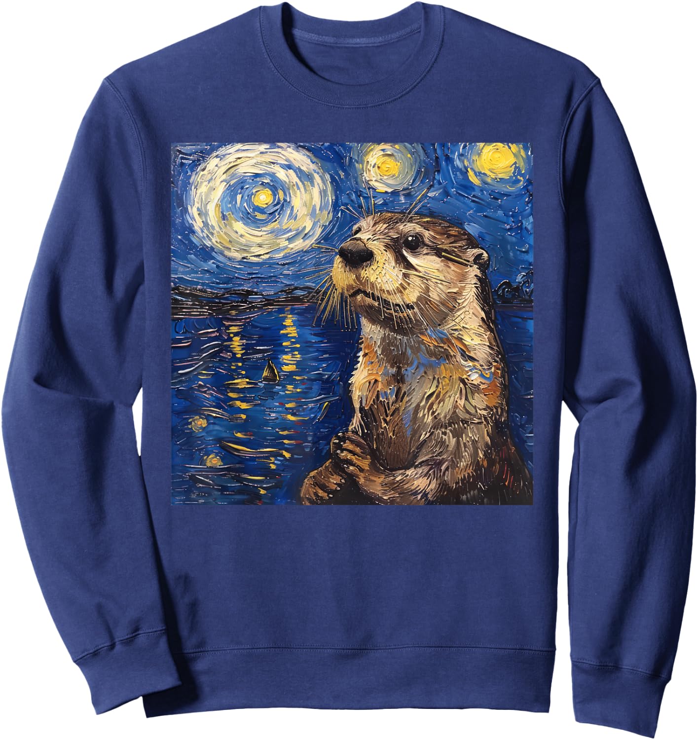 Otter Van Gogh Style Starry Night Sweatshirt - Sweatshirt | Navy