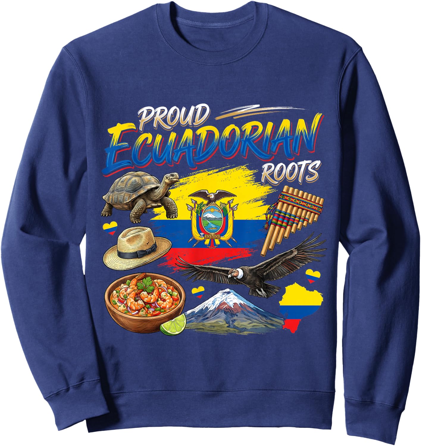 Ecuador Heritage Proud Ecuadorian Roots Men Hispanic Month Sweatshirt - Sweatshirt | Navy