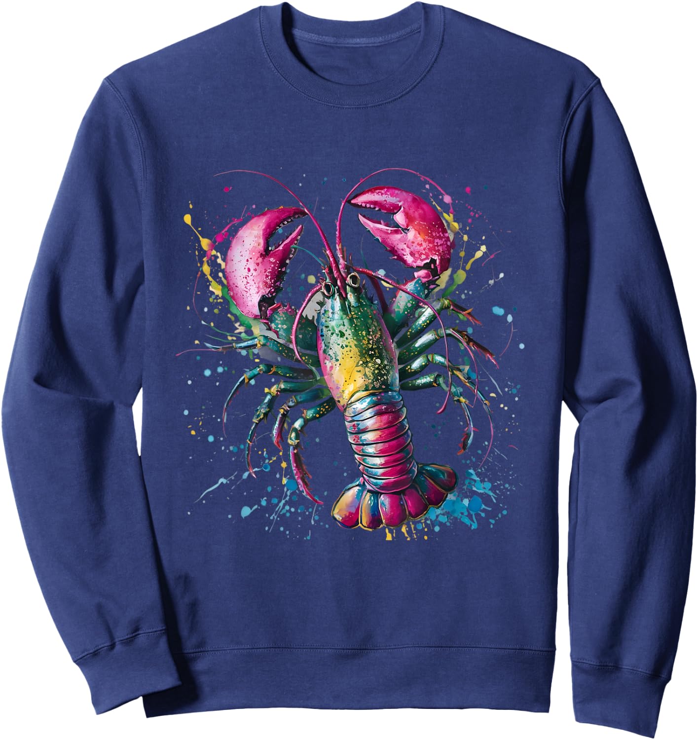 Lobster Men Woman Colorful Watercolor Lobster Sweatshirt - Sweatshirt | Navy