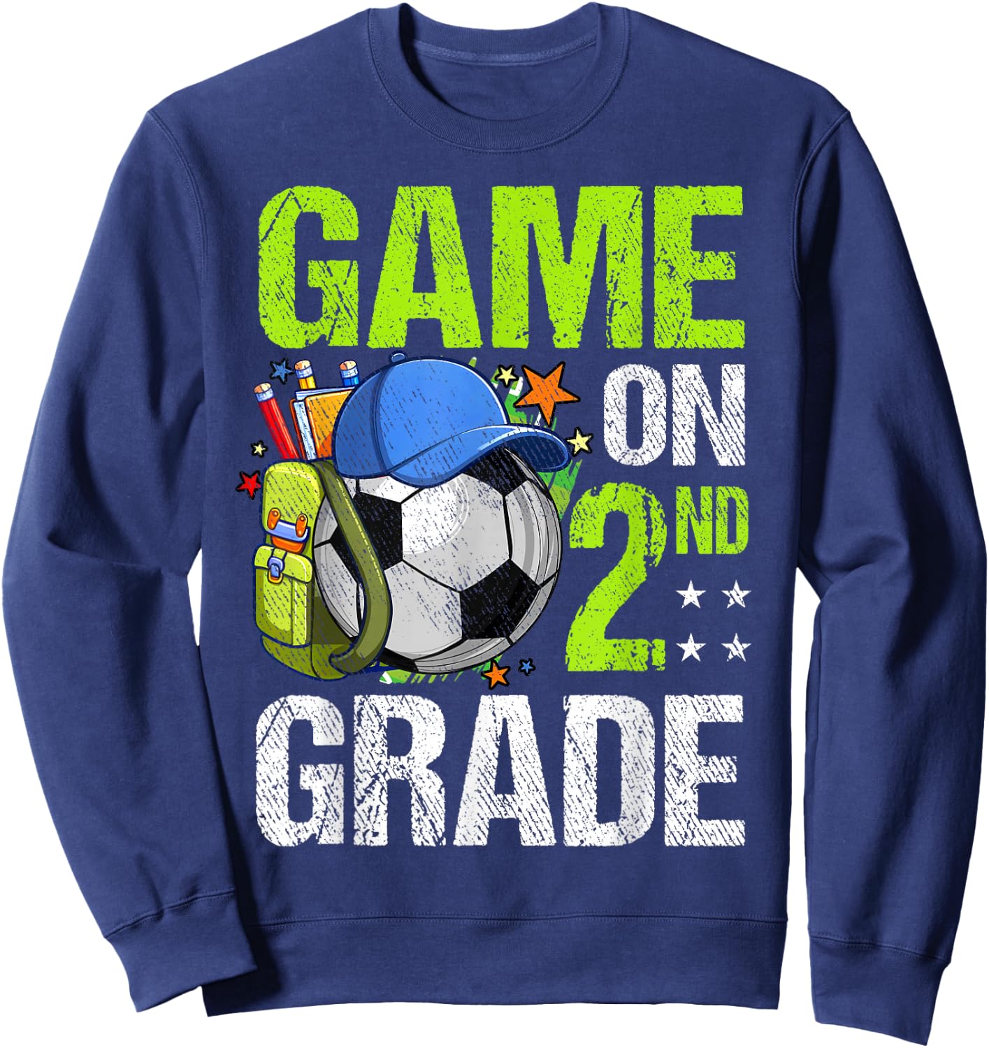 Game On 2nd Grade Soccer Back To School Boy Girl Kids Gift Sweatshirt - Sweatshirt | Navy