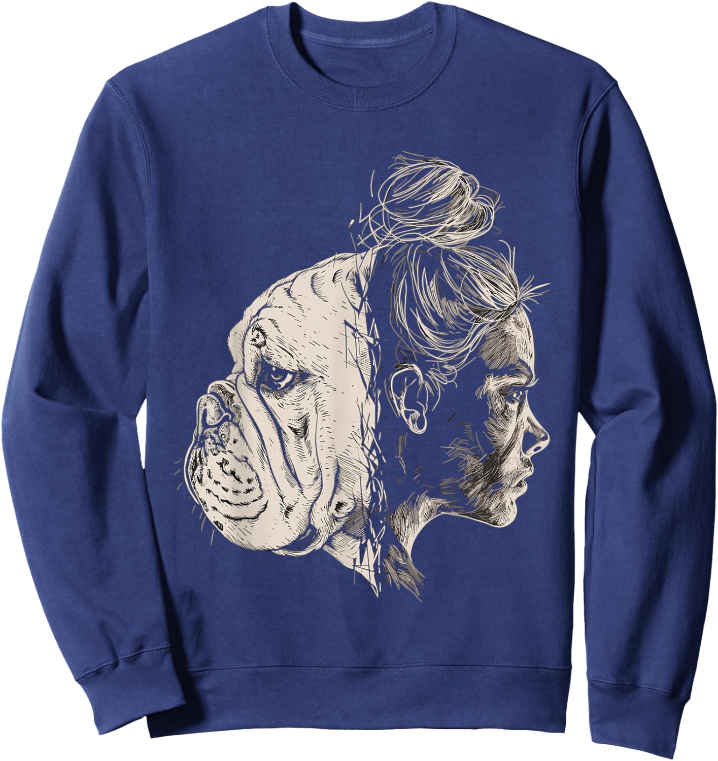 English Bulldog Mom Dog Art Mother's Day Sweatshirt - Sweatshirt | Navy
