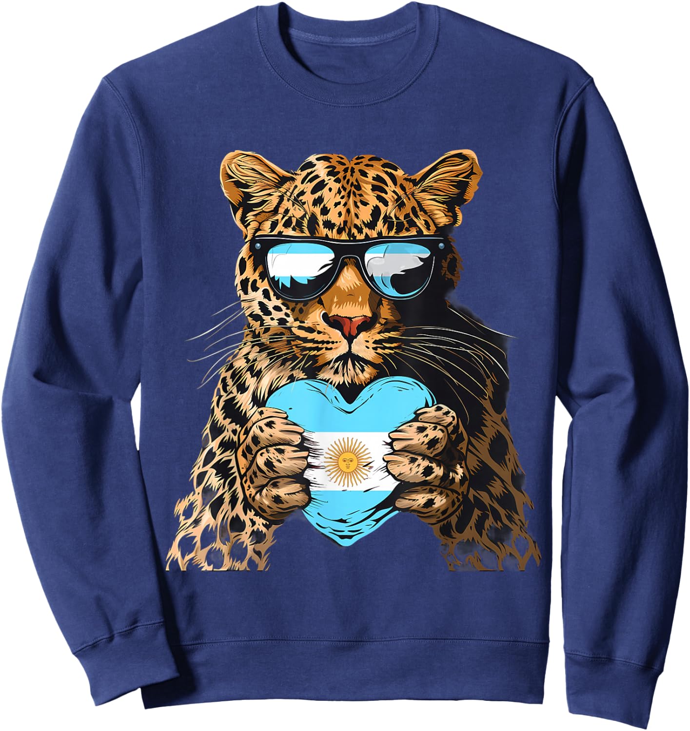 Argentina Leopard Heart Argentinian Roots Argentina Pride Sweatshirt - Sweatshirt | Navy