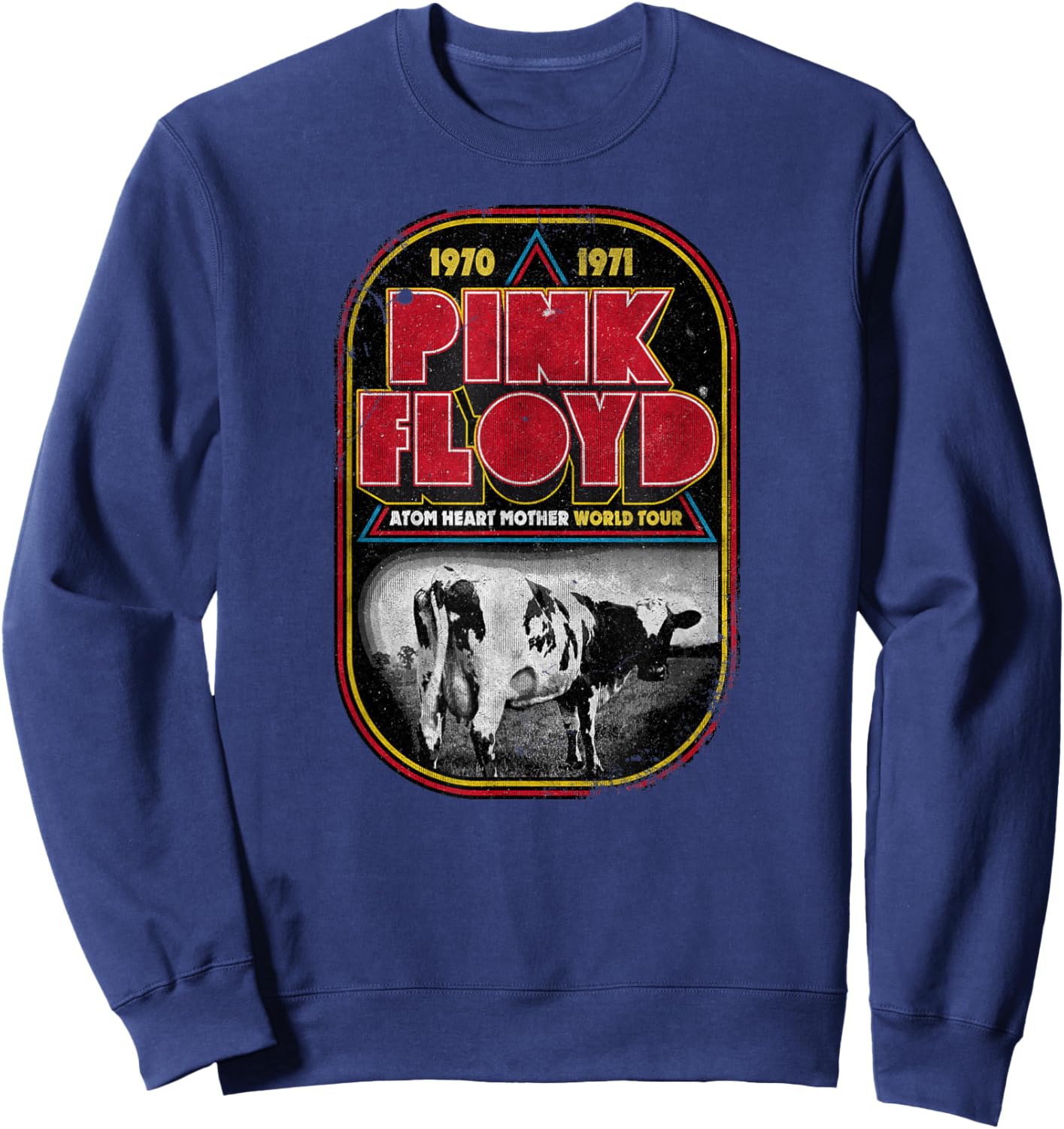 Pink Floyd Atom Heart Mother Distressed World Tournament , black Sweatshirt - Sweatshirt | Navy
