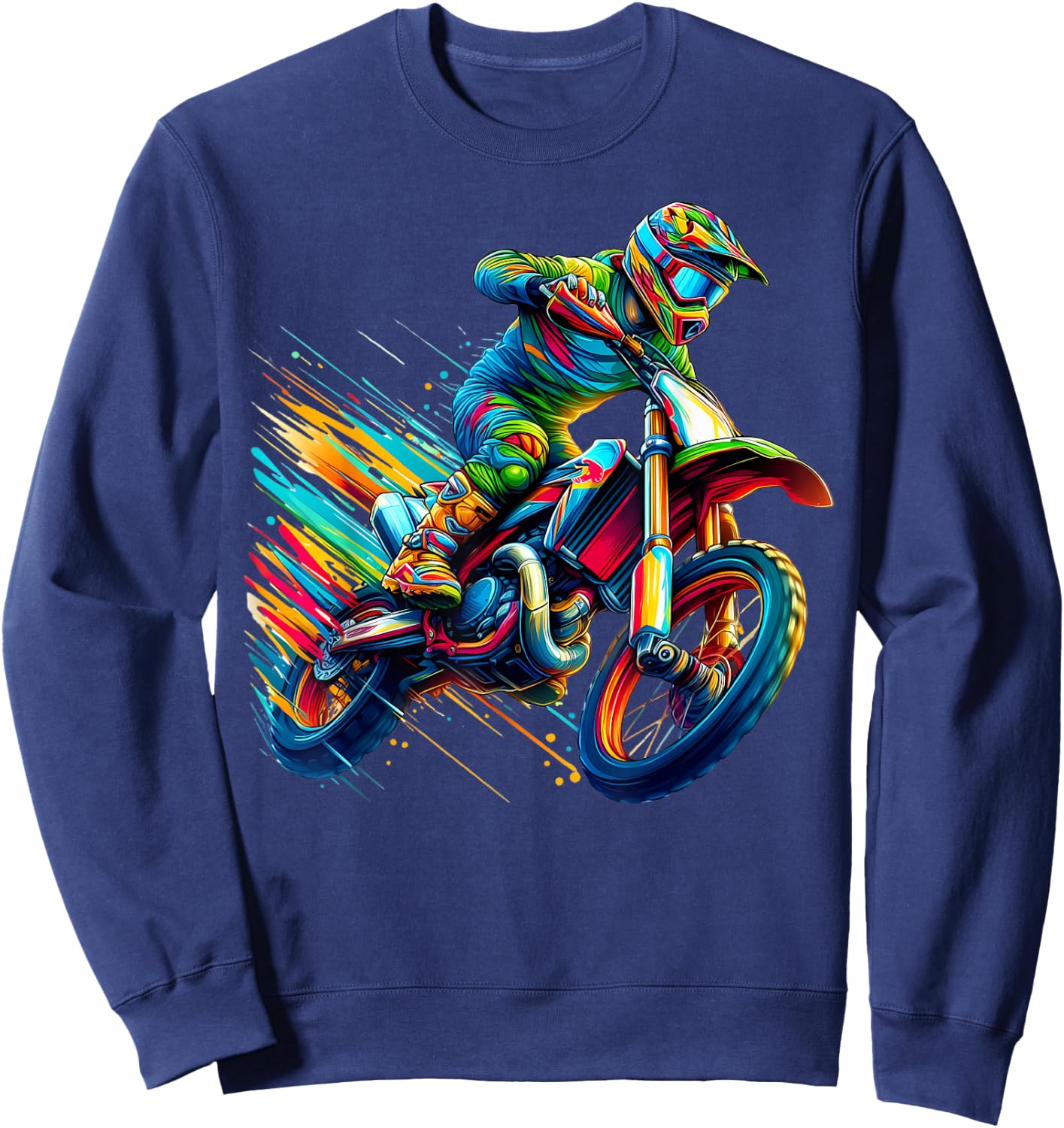 Motocross Enduro Supermoto Bike Dirt Biker Kids Boys , black Sweatshirt - Sweatshirt | Navy