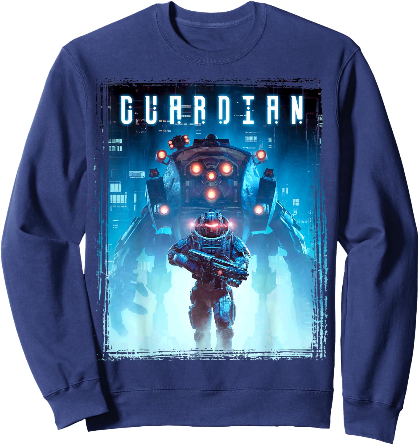 Science Fiction Cyberpunk Mech Guardian Robot Soldat Gamer Sweatshirt - Sweatshirt | Navy