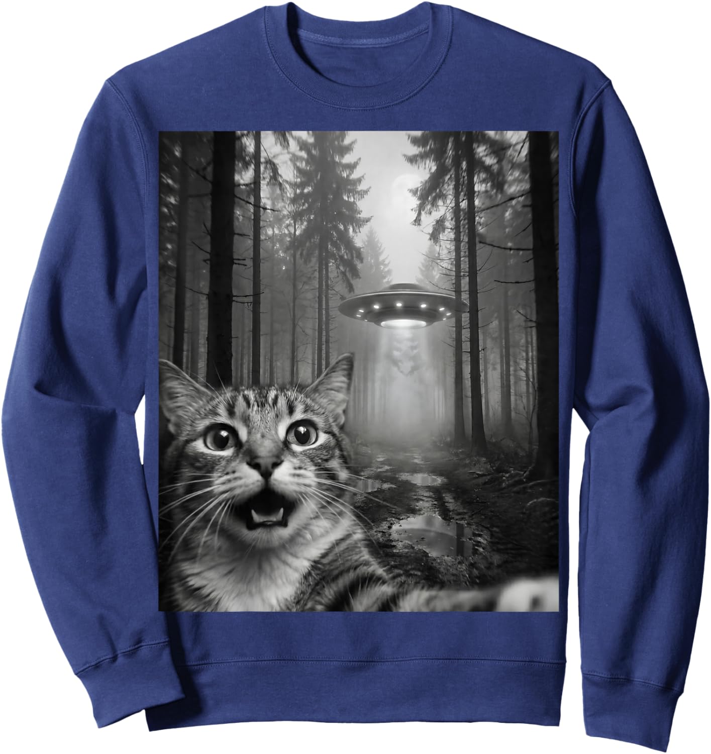 Chat Témoin OVNI Humour Paranormal Rencontre Insolite Sweatshirt - Sweatshirt | Navy