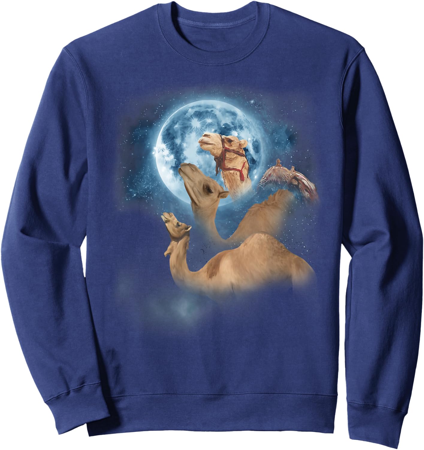 Funny Camel Shirt - Howling at the Moon Camel Sweatshirt - Sweatshirt | Navy