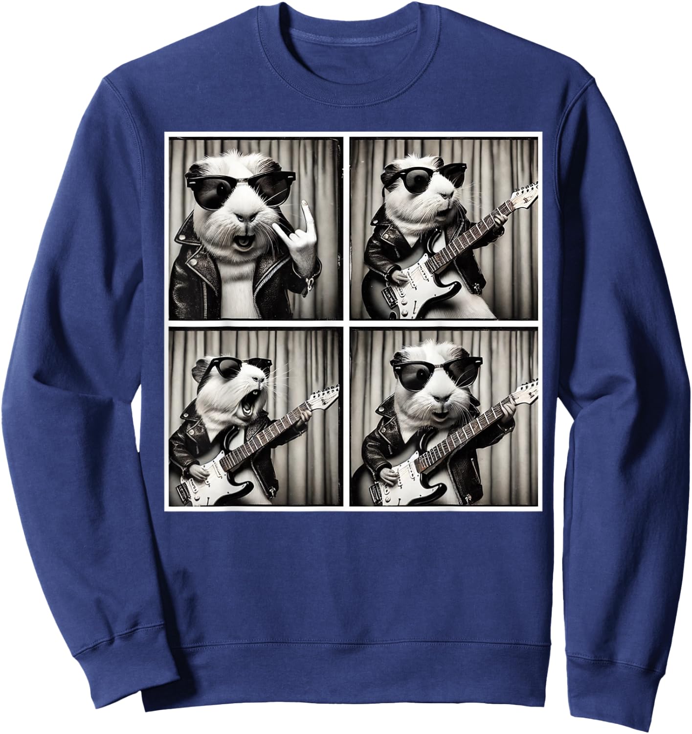 Guinea Pig Playing Electric Guitar Guinea Pig Photobooth Sweatshirt - Sweatshirt | Navy