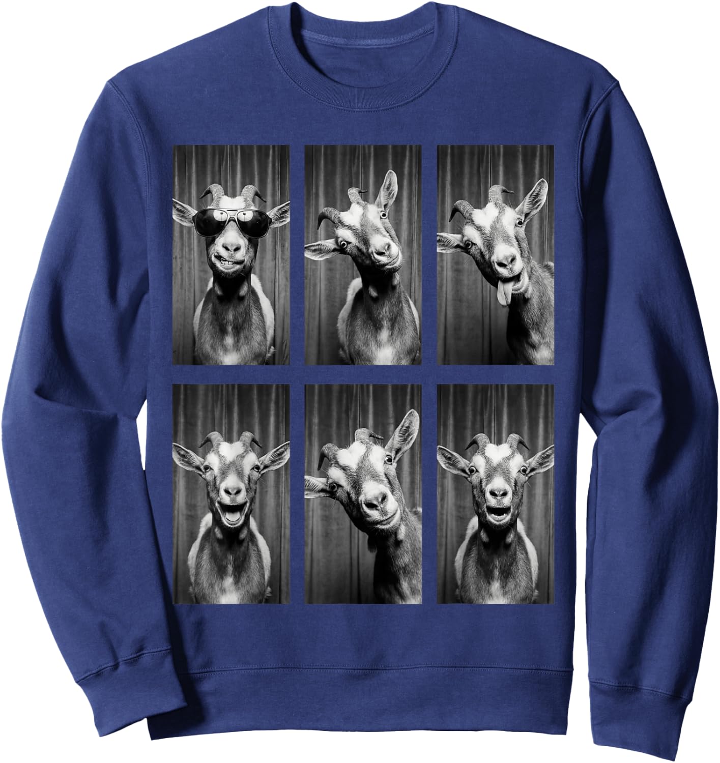 Goat Photobooth Funny Farm Animal Portrait Sweatshirt - Sweatshirt | Navy