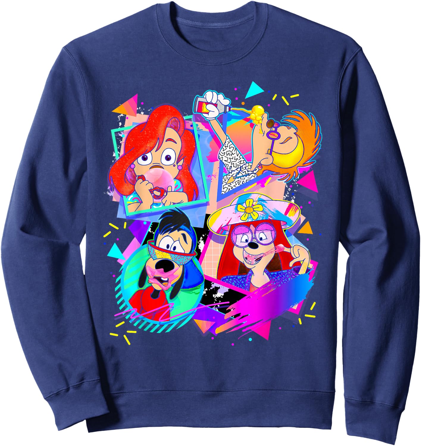 Disney A Goofy Movie Bubble Gum Retro Nineties , Black, S Sweatshirt - Sweatshirt | Navy