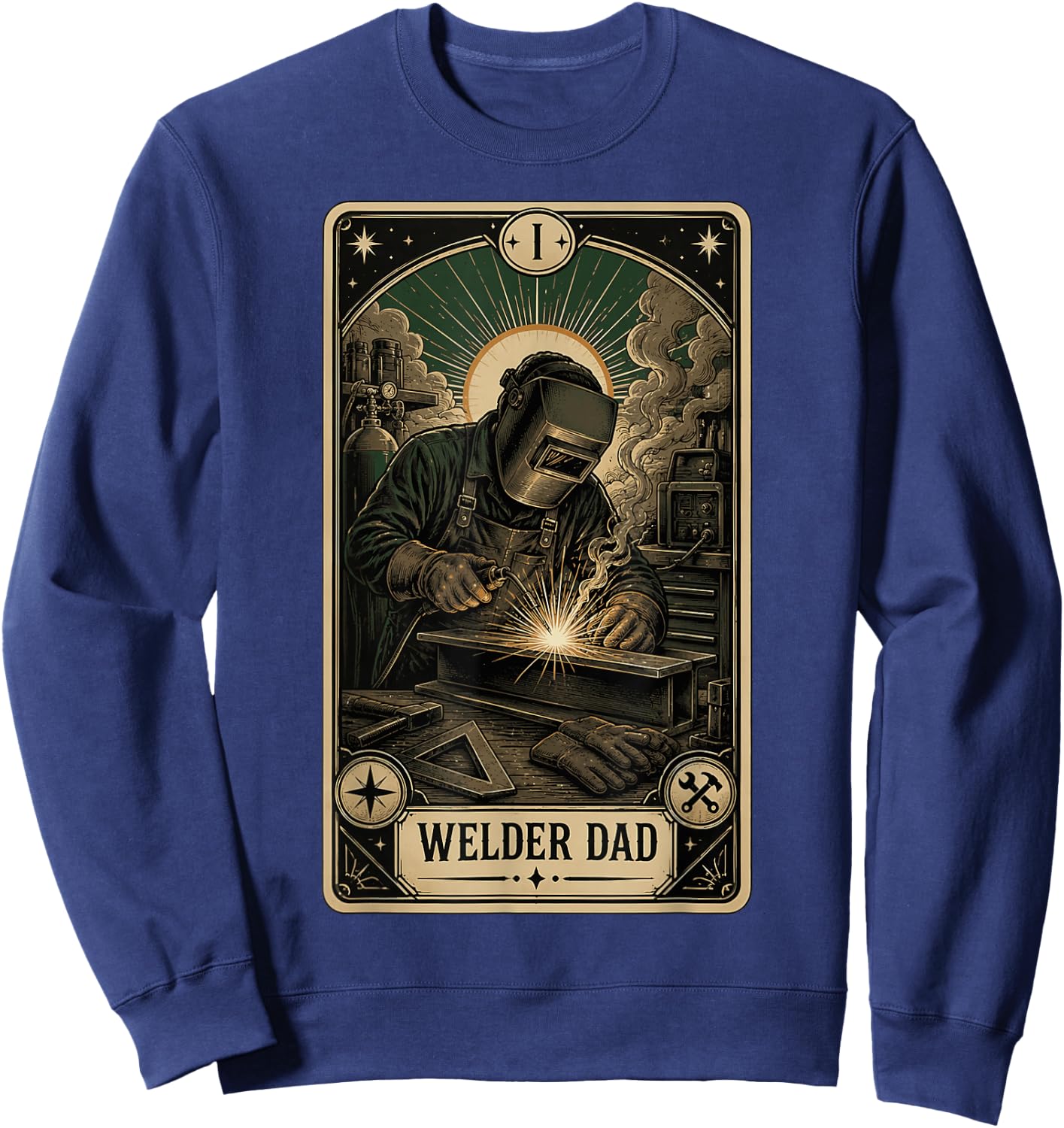 Welder Dad Funny Tarot Card Welding Sweatshirt - Sweatshirt | Navy