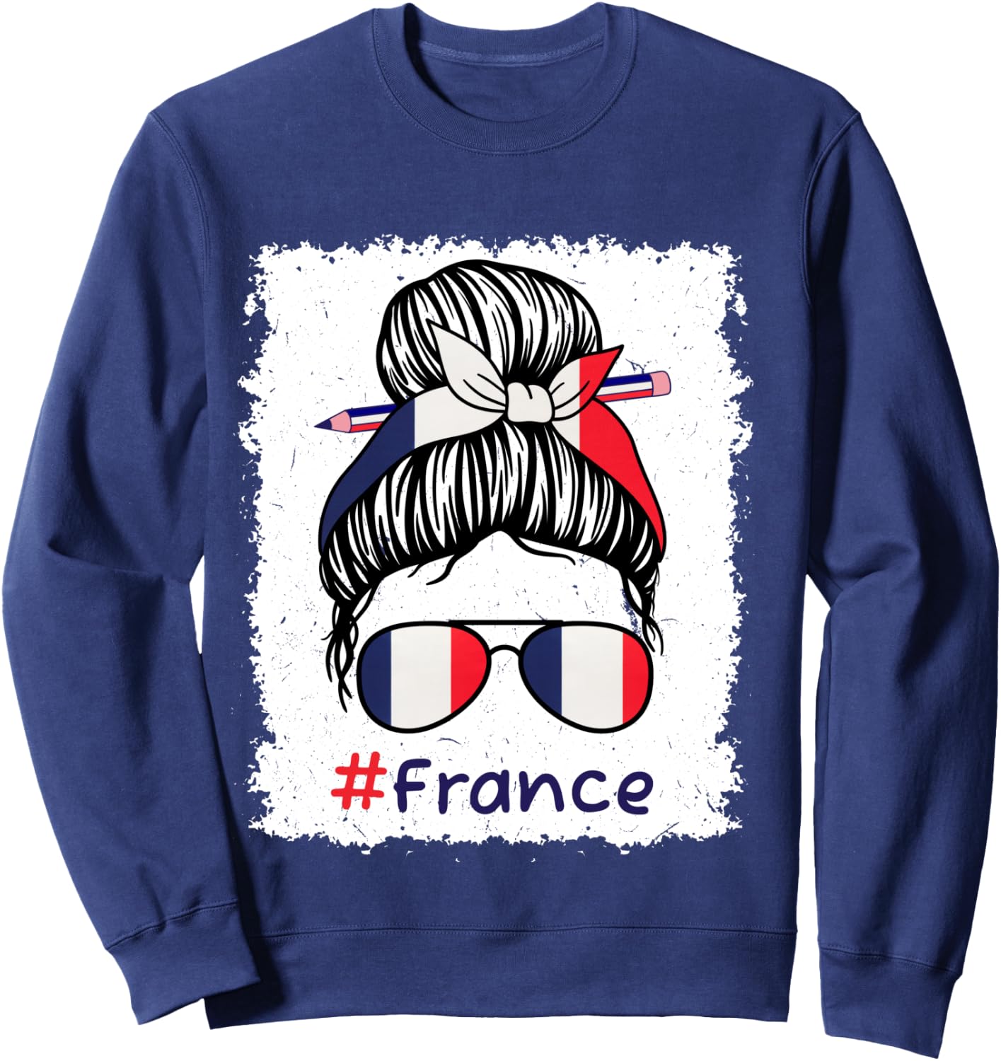 14 juillet drapeau français Fête nationale France tricolore Manche Longue Sweatshirt - Sweatshirt | Navy