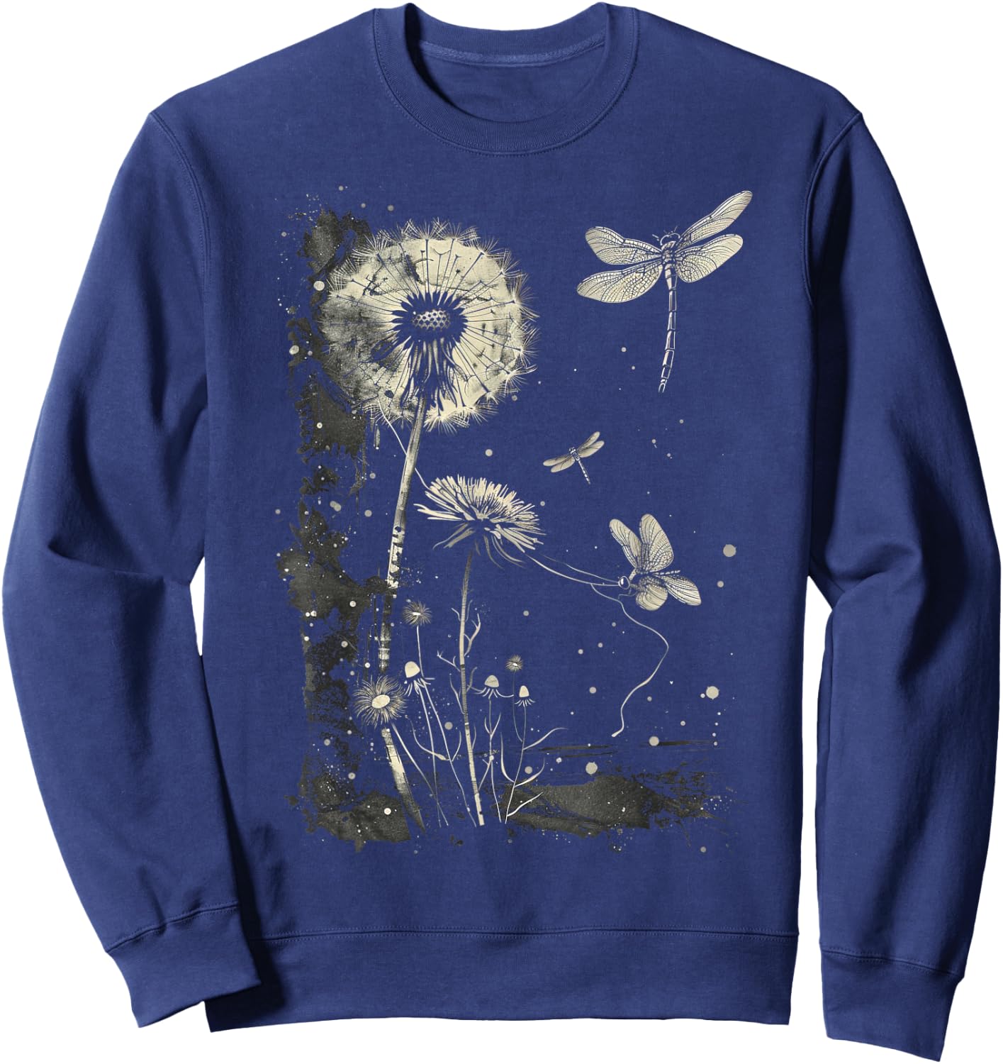 Dandelion Puff Ball with Dragonfly Sweatshirt - Sweatshirt | Navy