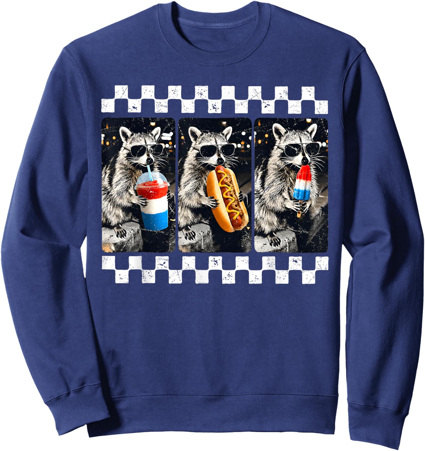 USA America Raccoon Hot Dog 1776-2026 4th of July 250 Years Sweatshirt - Sweatshirt | Navy