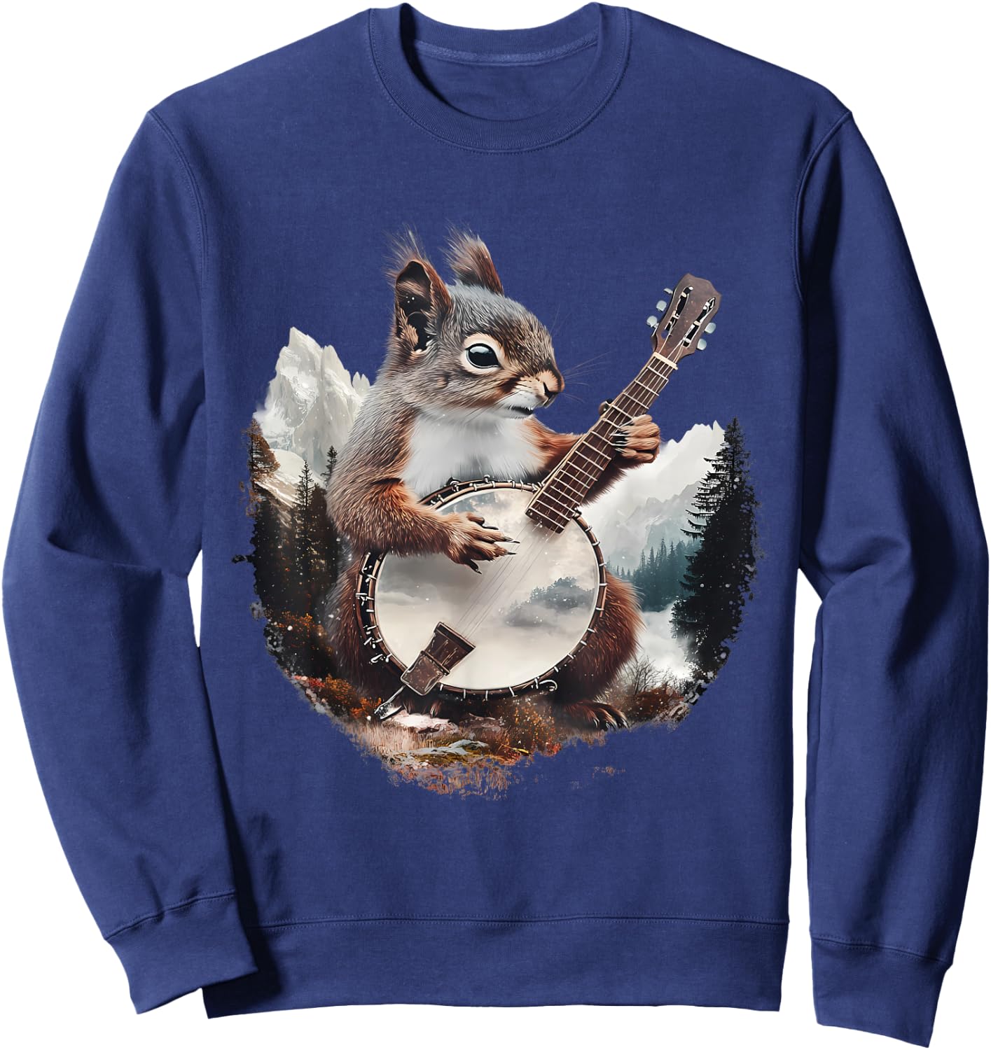 Banjo Squirrel Bluegrass Banjo Player Squirrel Playing Banjo Sweatshirt - Sweatshirt | Navy