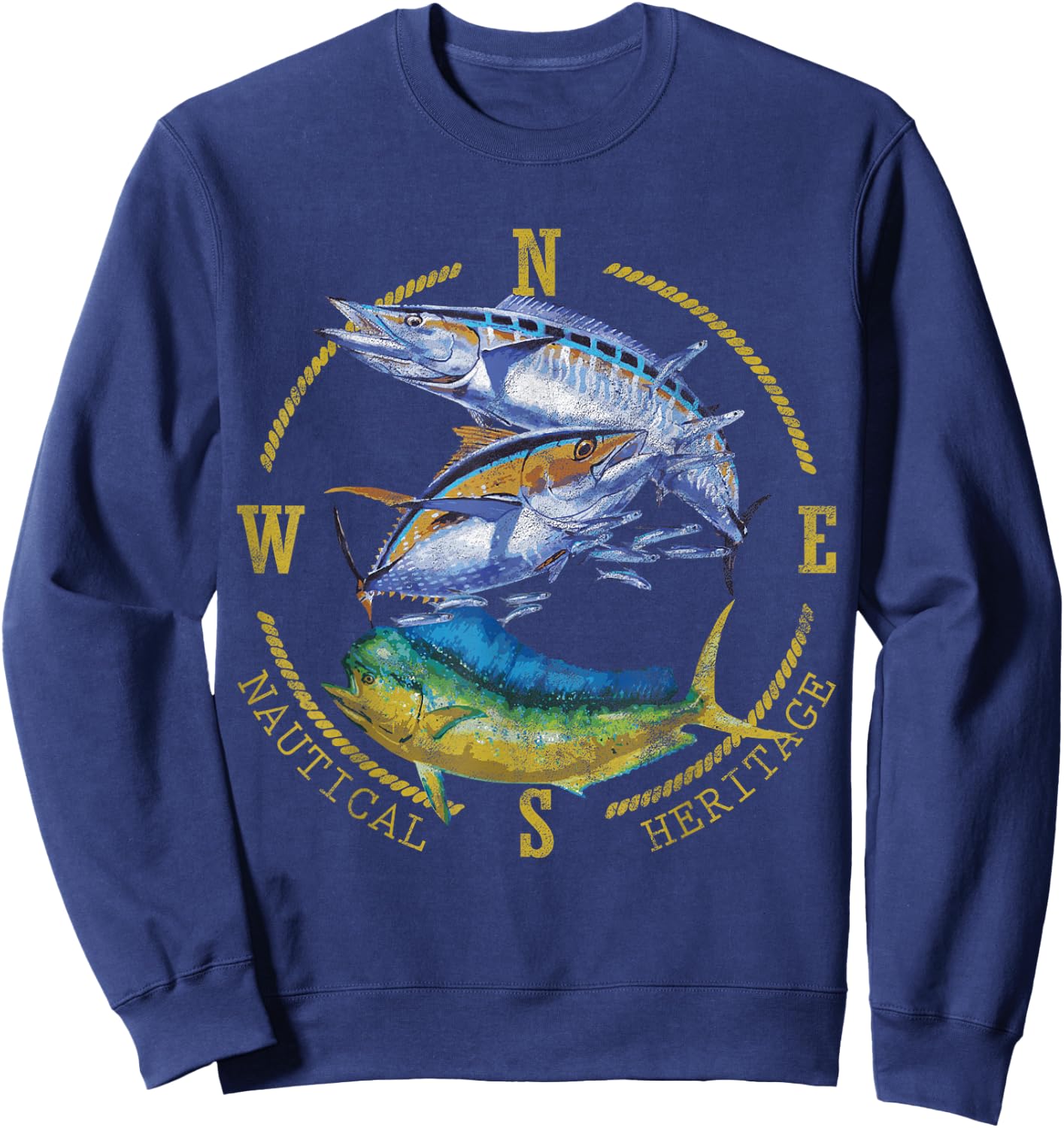 Fish Mahi Mahi Tuna Kingfish Nautical Heritage Fishing Gift Sweatshirt - Sweatshirt | Navy