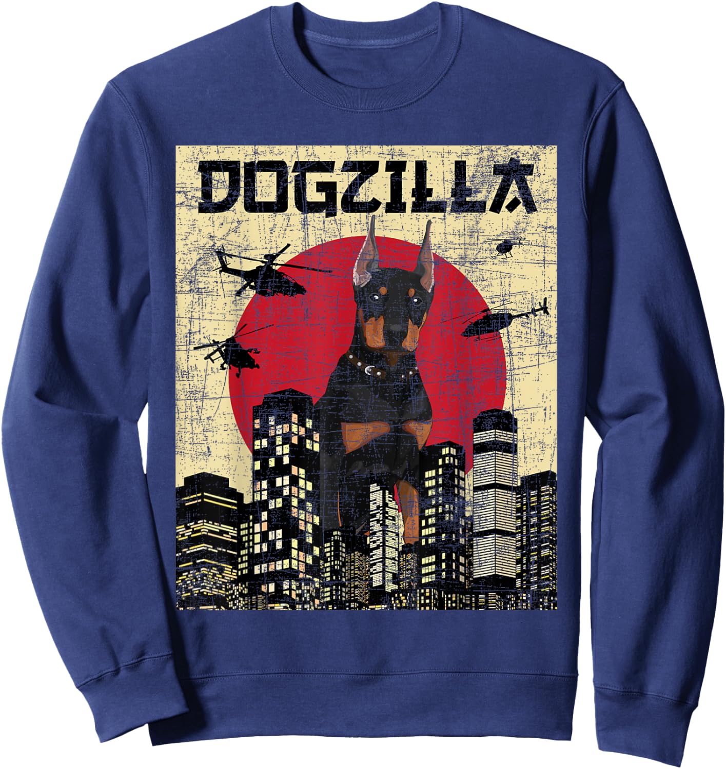 Dogzilla - Japanese Doberman Canine Dog Lover Pet Owner Sweatshirt - Sweatshirt | Navy