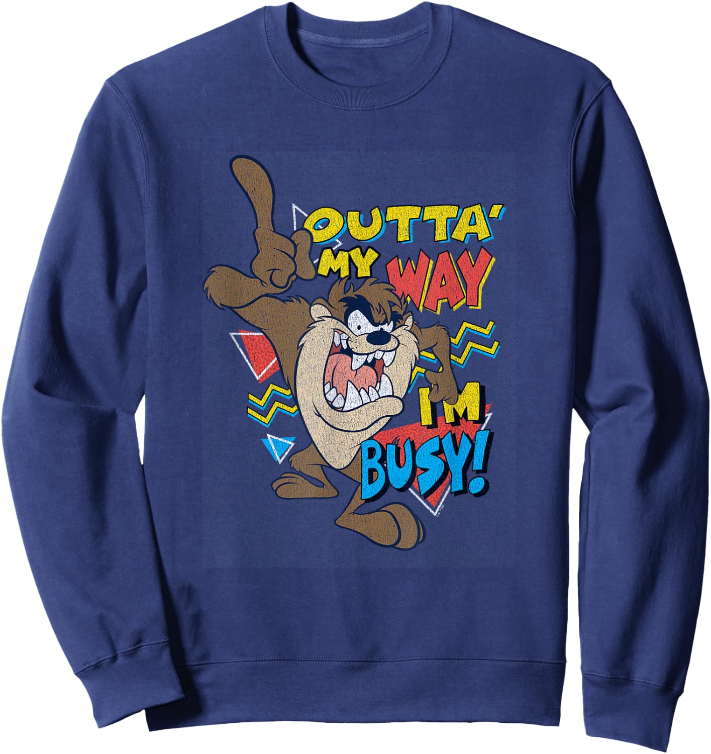 Looney Tunes Tasmanian Devil Outta' My Way I'm Busy! Retro Sweatshirt - Sweatshirt | Navy