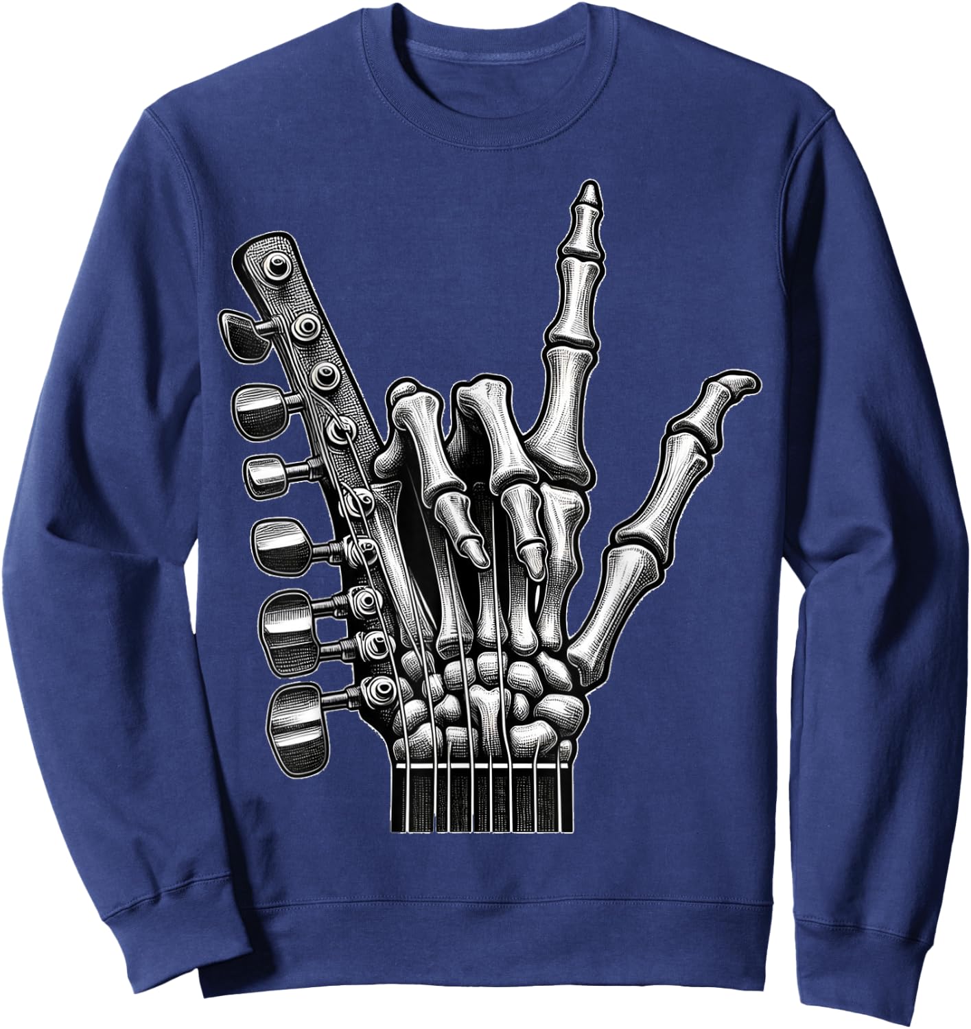 Skeleton Hand Rock On Design for Music Lovers Sweatshirt - Sweatshirt | Navy