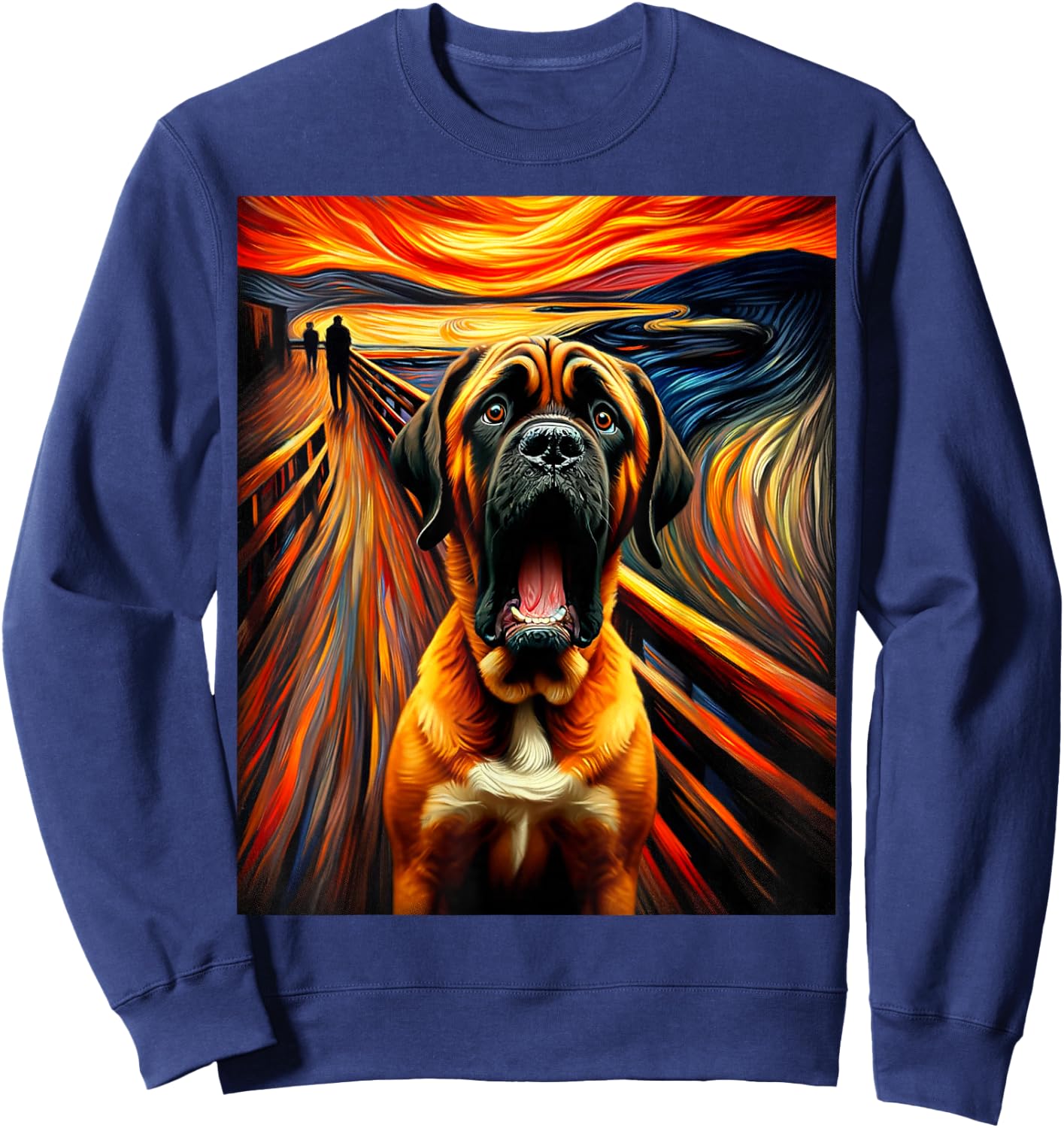 Expressionist Artsy Mastiff Dog | Artistic Mastiff Sweatshirt - Sweatshirt | Navy