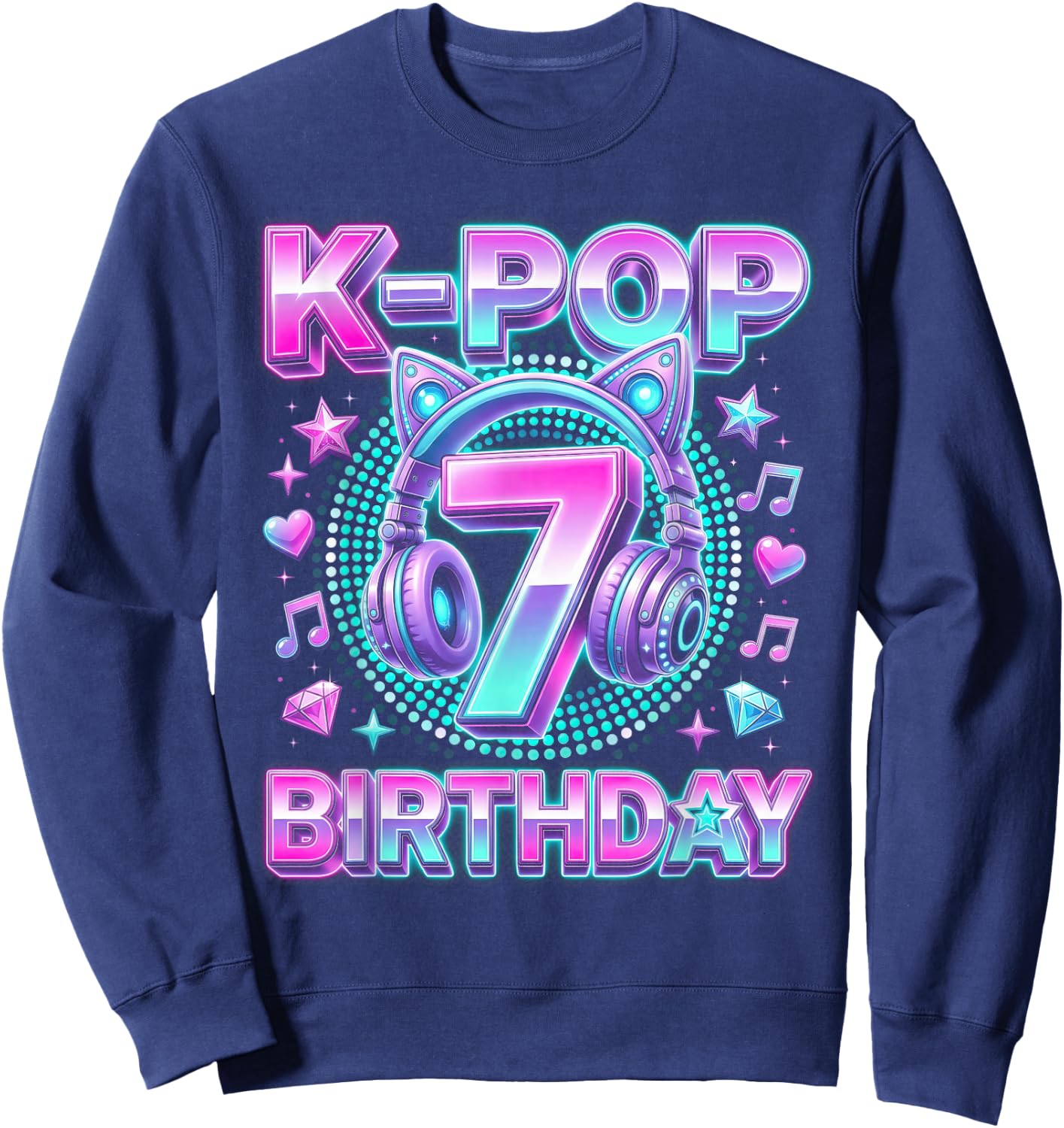 K-Pop 7. Geburtstag Mädchen 7 Jahre alt koreanische Musik Sweatshirt - Sweatshirt | Navy