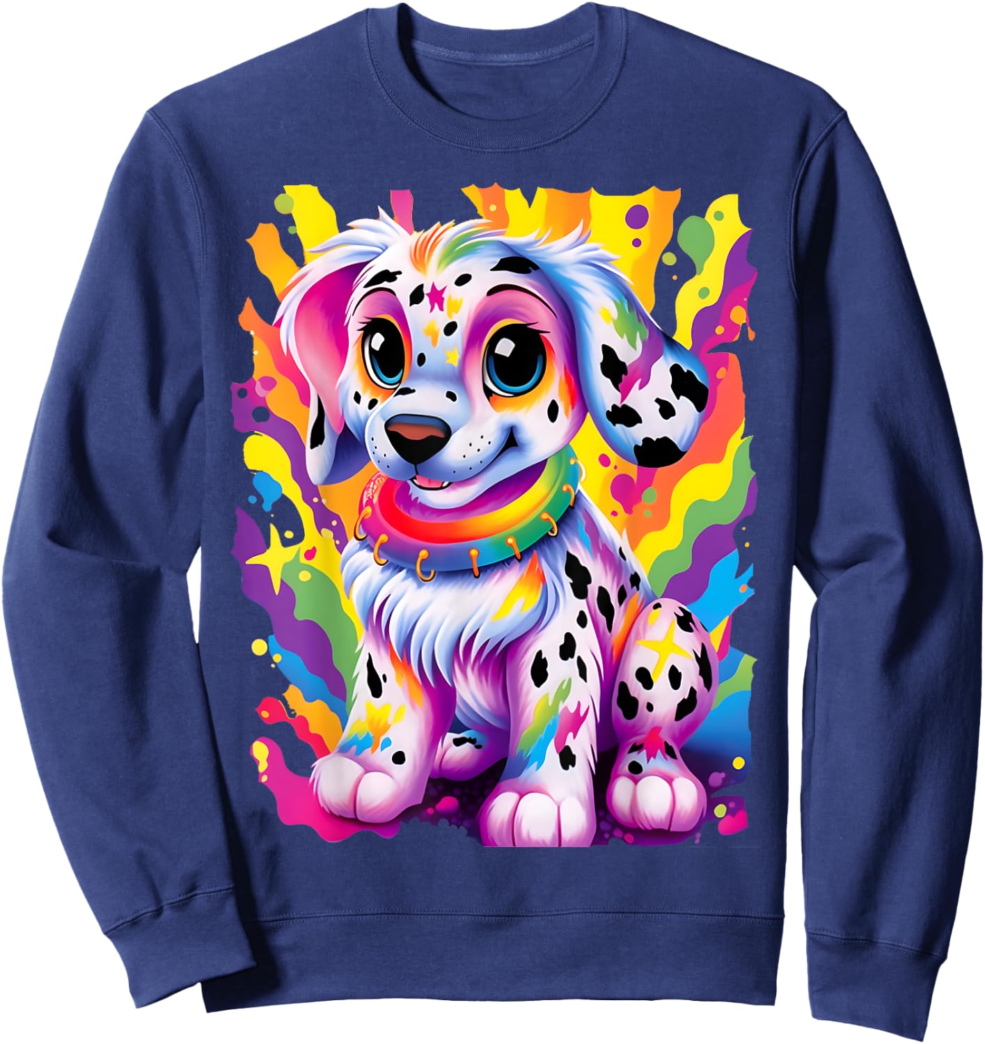 Dalmatian Puppy Colorful Rainbow Vibrant Graphic Sweatshirt - Sweatshirt | Navy
