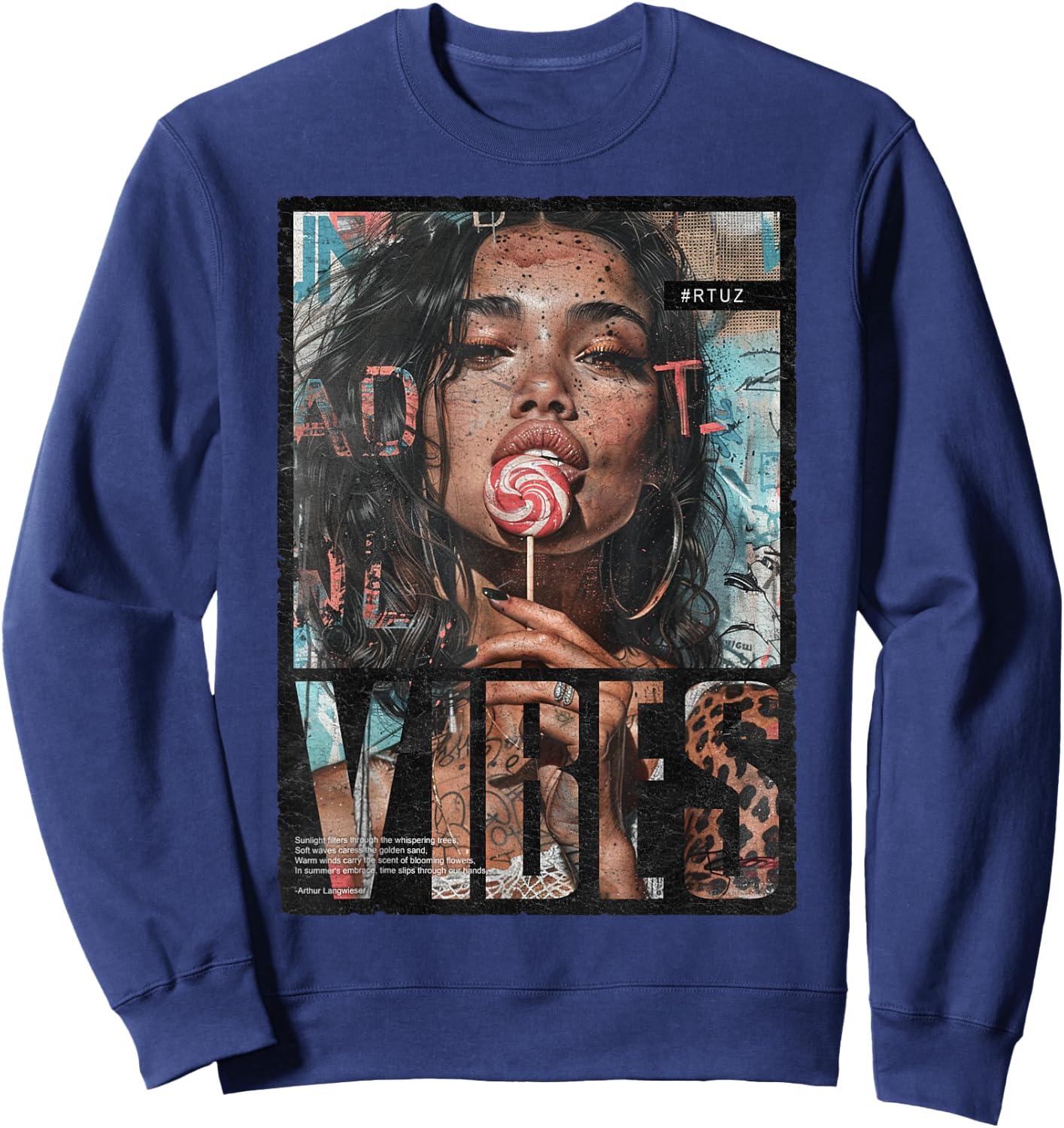 Vintage Girl Magazine Cover Template Sexy Pin-up , Black, S Sweatshirt - Sweatshirt | Navy