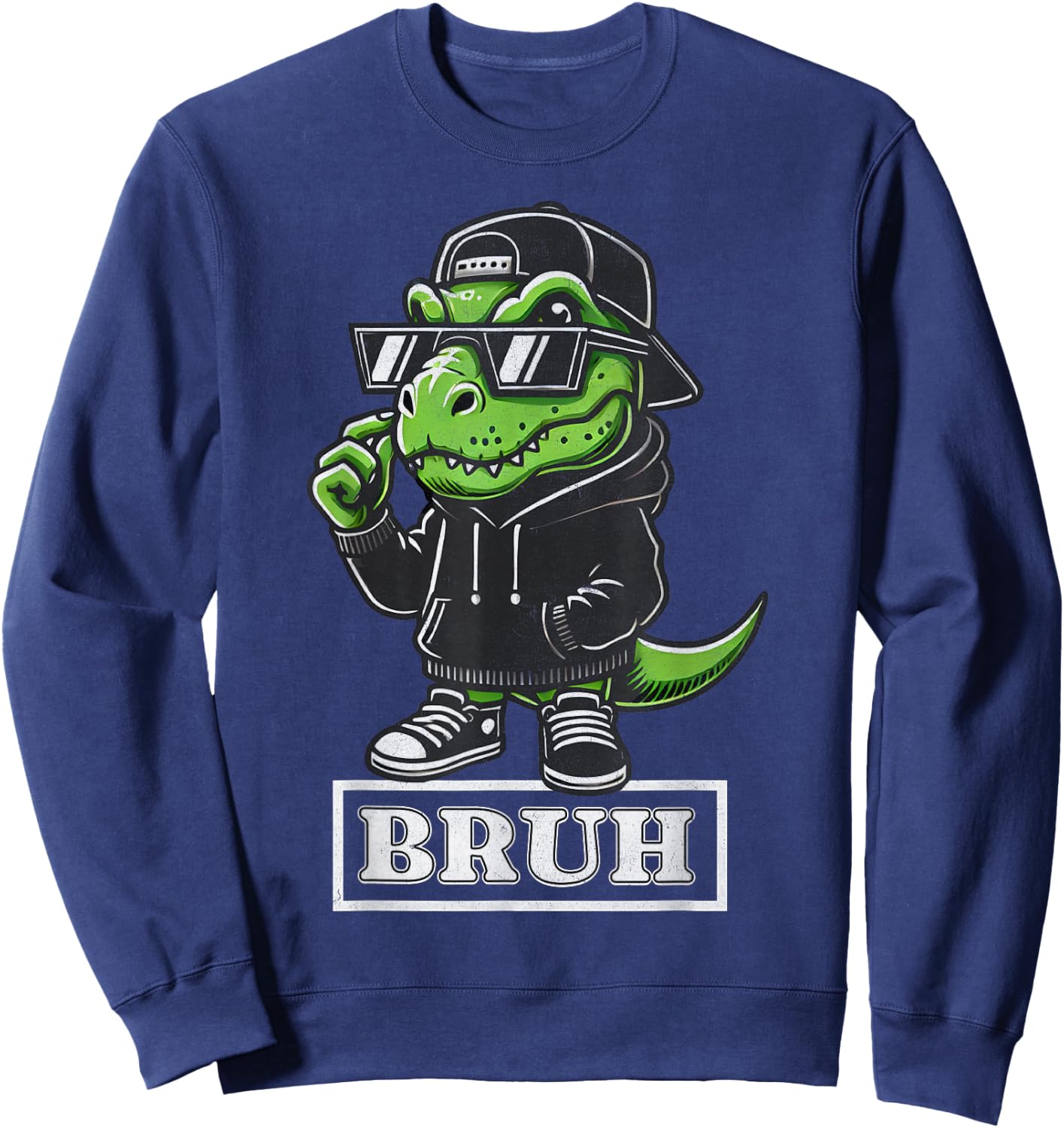 Bruh T Rex Dinosaur Teen Sayings Teenage Boys Funny Kids Sweatshirt - Sweatshirt | Navy