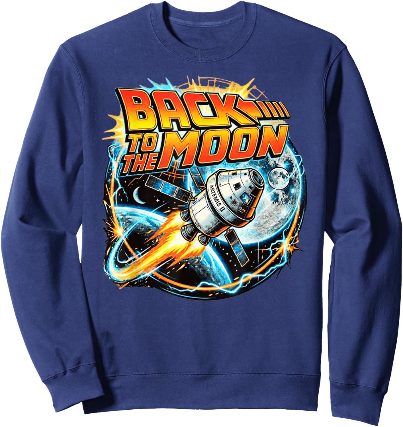 Retro Back to The Moon Funny Artemis Sweatshirt - Sweatshirt | Navy